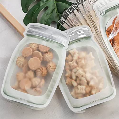 Enkrio 20-Pack Reusable Airtight Mason Jar Zipper Bags - Food Storage Bags for Snacks, Sandwich, Nuts, Cookies - Leak-Proof & BPA-Free - Perfect for Meal Prep, Picnics & On-the-Go Snacking