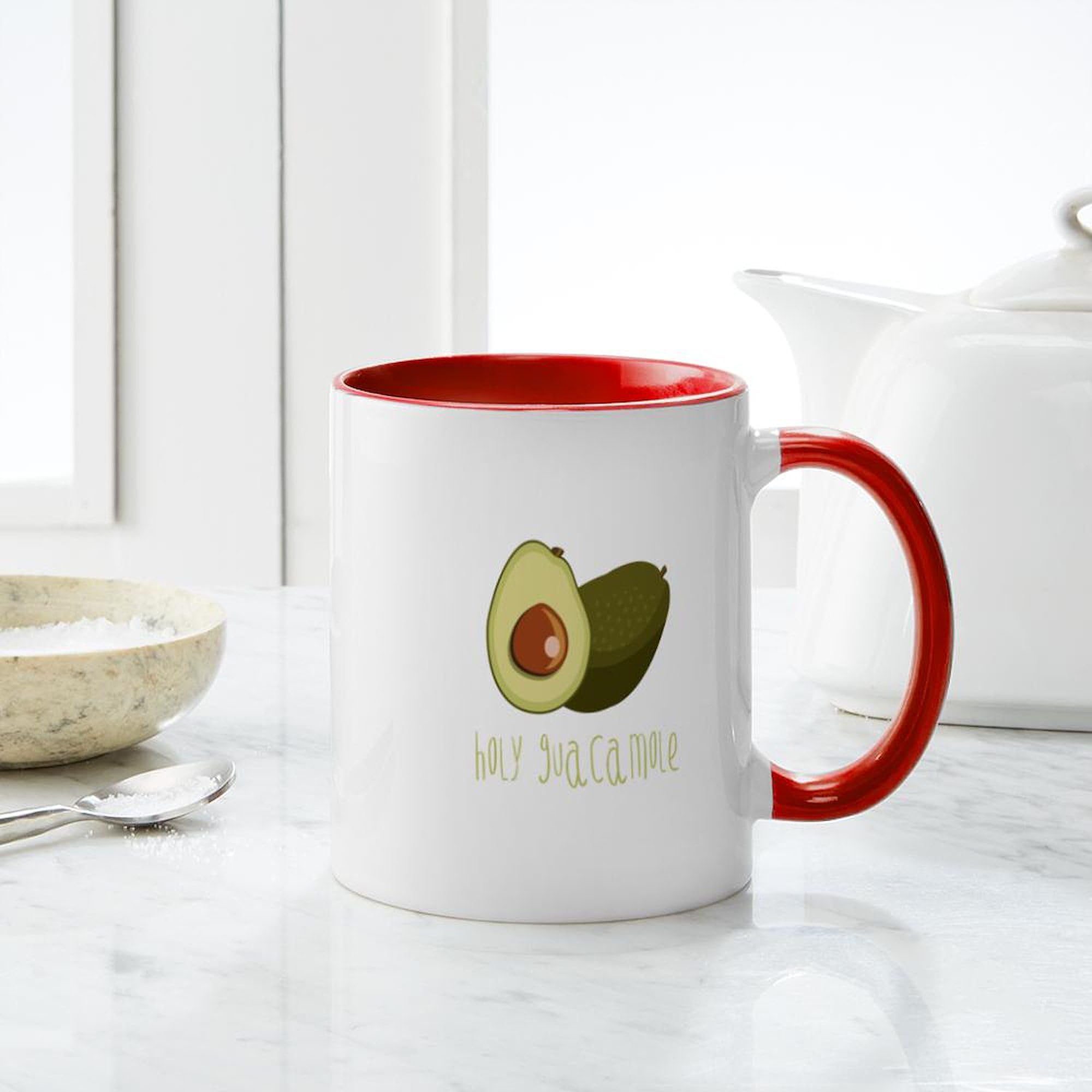Holy Guacamole Ceramic Coffee Mug 11 oz (325 ml) - Funny Novelty Gift for Avocado Lovers - Perfect for Home, Office & Coffee Breaks