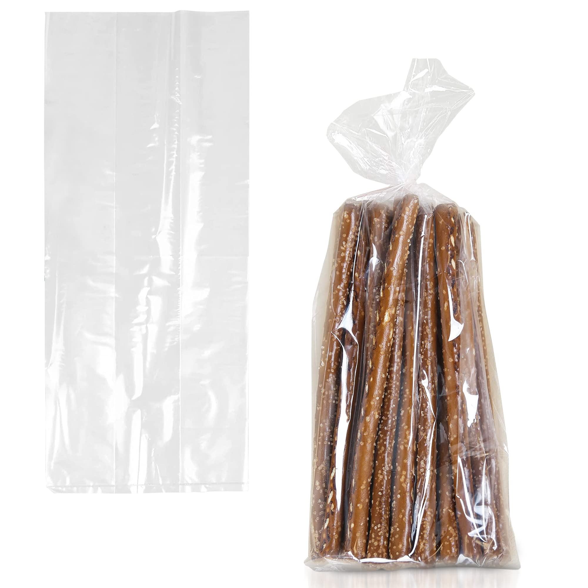 APQ Clear Gusseted Poly Bags 8x4x18 Inches - 1000 Pack Waterproof Flat Bottom Plastic Bags with Open Top, 2 Mil Thick for Packaging Popcorn, Cookies, Bread | Perfect for Party Favors, Bakery Storage & Retail Display