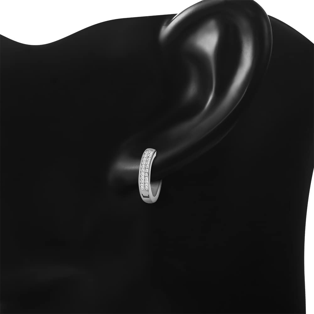 925 Sterling Silver Huggie Hoop Earrings with Cubic Zirconia - Elegant Everyday Jewelry for Women, Perfect for Work, Date Night & Special Occasions