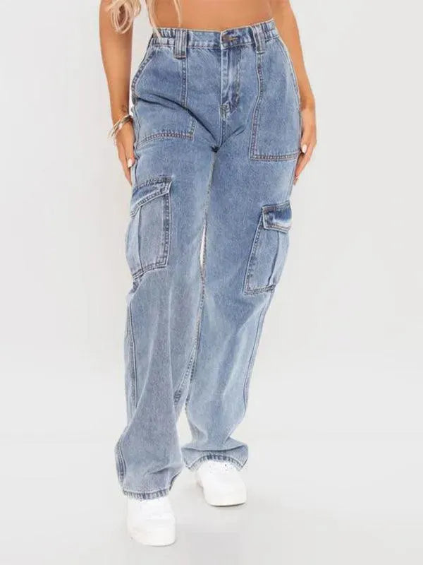 Women's High Waisted Wide Leg Cargo Jeans - Stretch Denim Pants for Casual & Streetwear Fashion | Perfect for Everyday Wear, Travel & Outdoor Activities