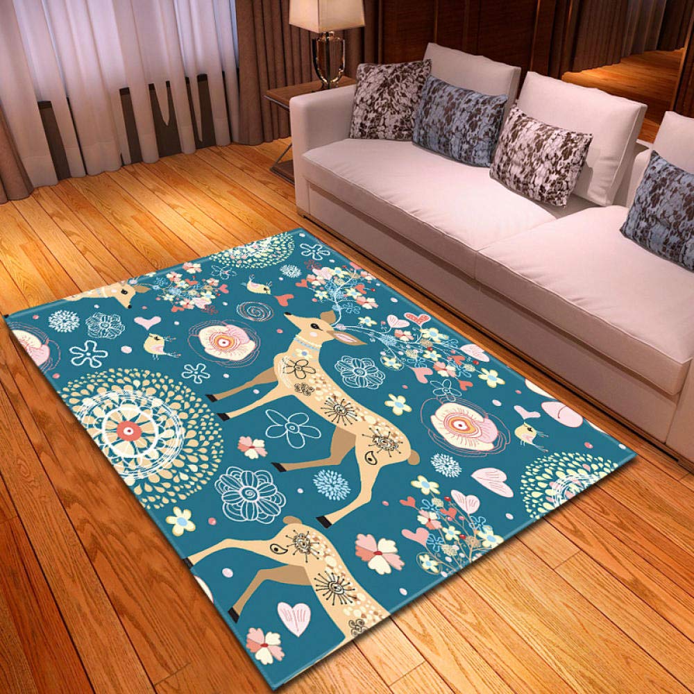 LHGBGBLN Cartoon Fawn 3D Non-Slip Rug - Soft Kids Bedroom Carpet, Living Room Floor Mat, Restaurant Anti-Slip Door Mat for Home Decor & Play Area