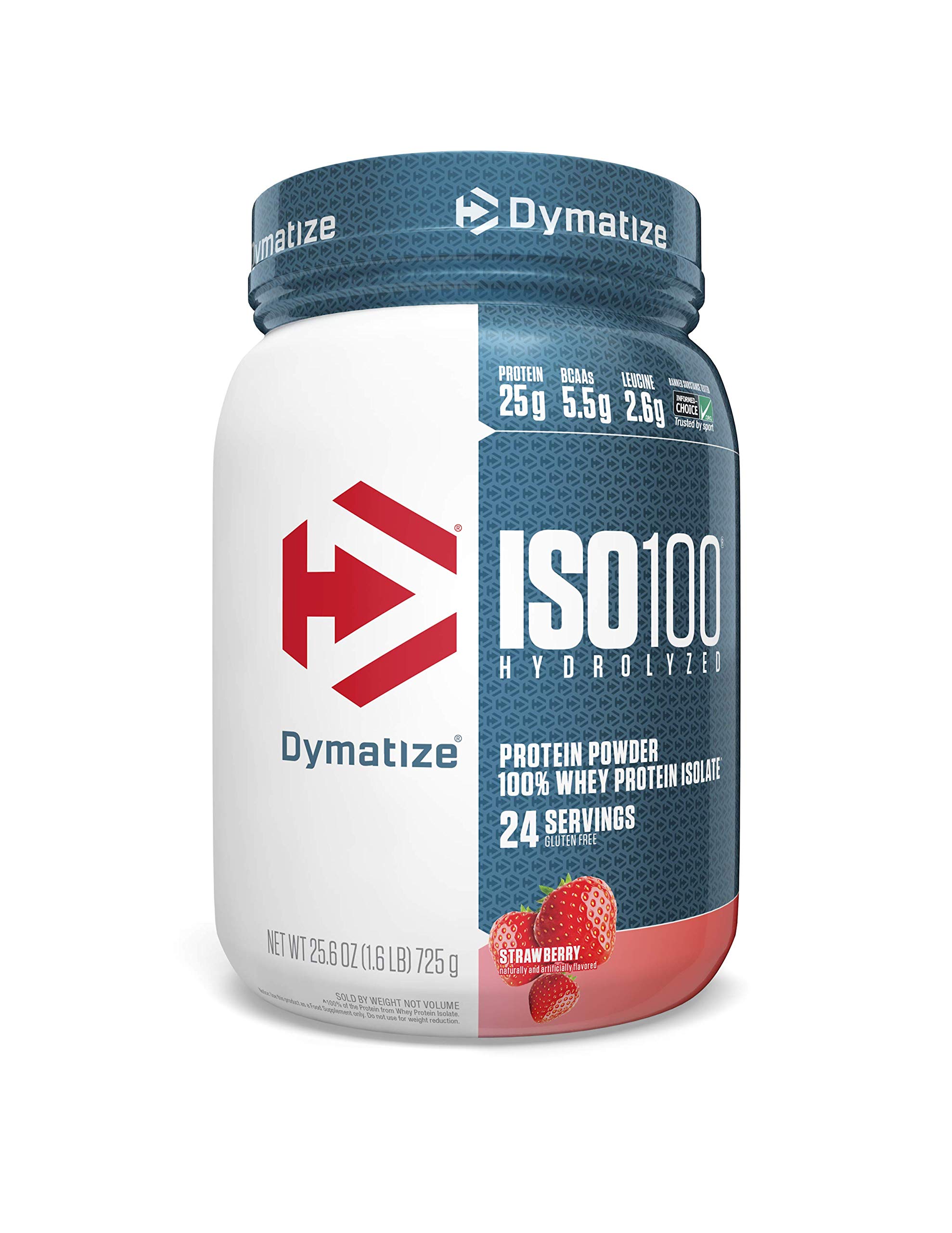 Dymatize ISO 100 Hydrolyzed Whey Protein Isolate Powder - 25.6 oz, Strawberry Flavor | Fast Absorption for Post-Workout Recovery & Muscle Growth