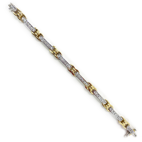 14K Two Tone Diamond Bracelet for Women - Elegant Gold & Silver Stackable Bangle - Perfect for Weddings, Anniversaries & Special Occasions