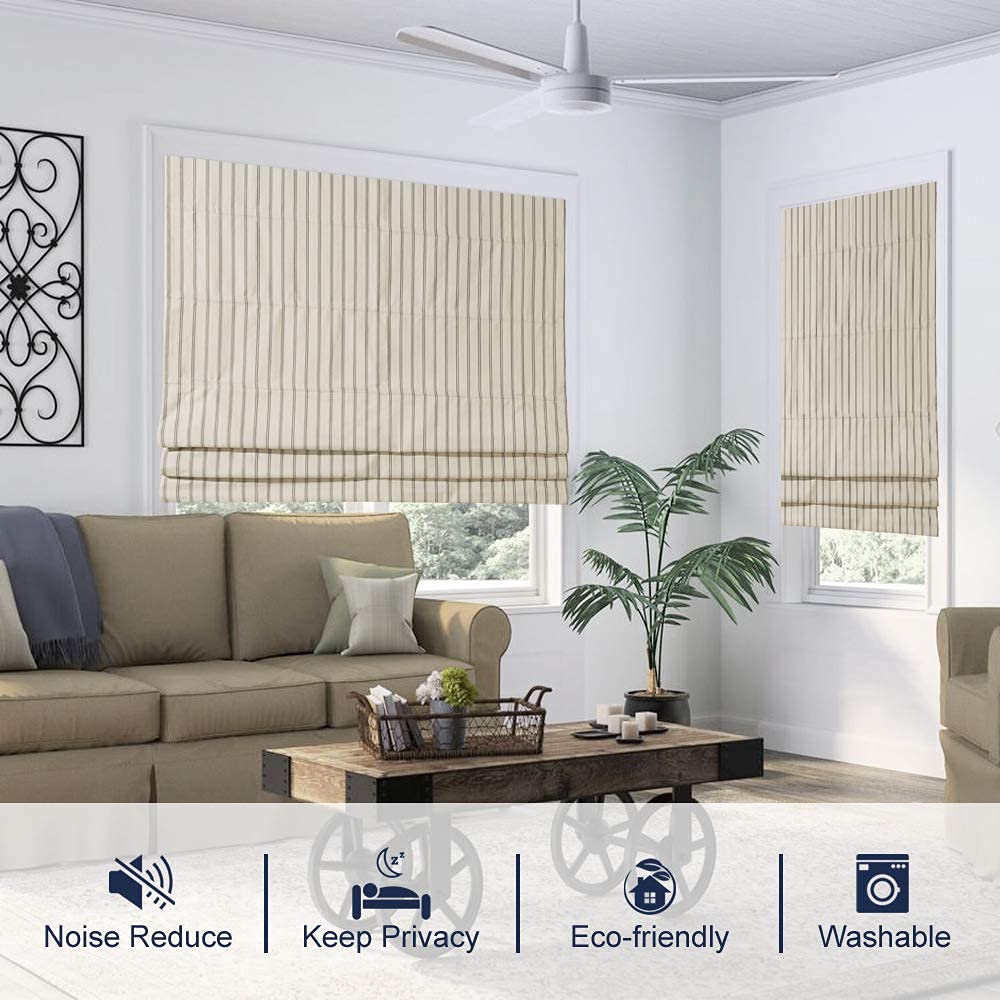 Cordless Roman Shades for Windows - Grey Custom Lined Blackout Window Blinds | Thermal Insulated Washable Fabric | Room Darkening Privacy Shades for Bedroom, Living Room, French Doors & Kitchen | Perfect for Light Control & Energy Efficiency