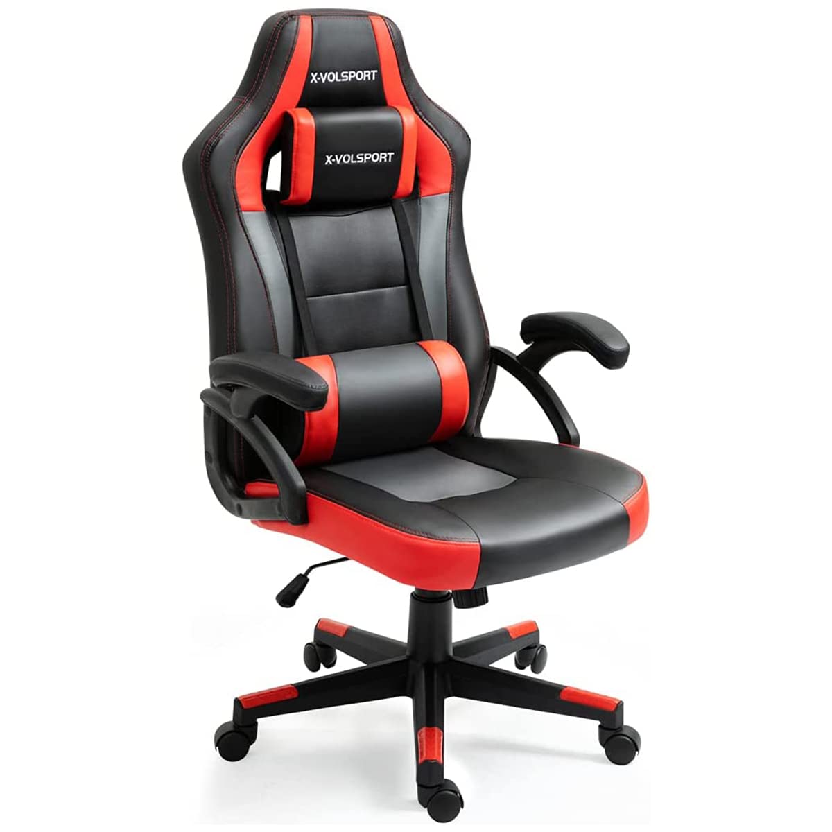 Ergonomic Gaming Chair with Lumbar Support & Headrest - Adjustable PU Leather Office Chair for Adults & Teens - Perfect for Computer Work, Gaming & Home Office Use