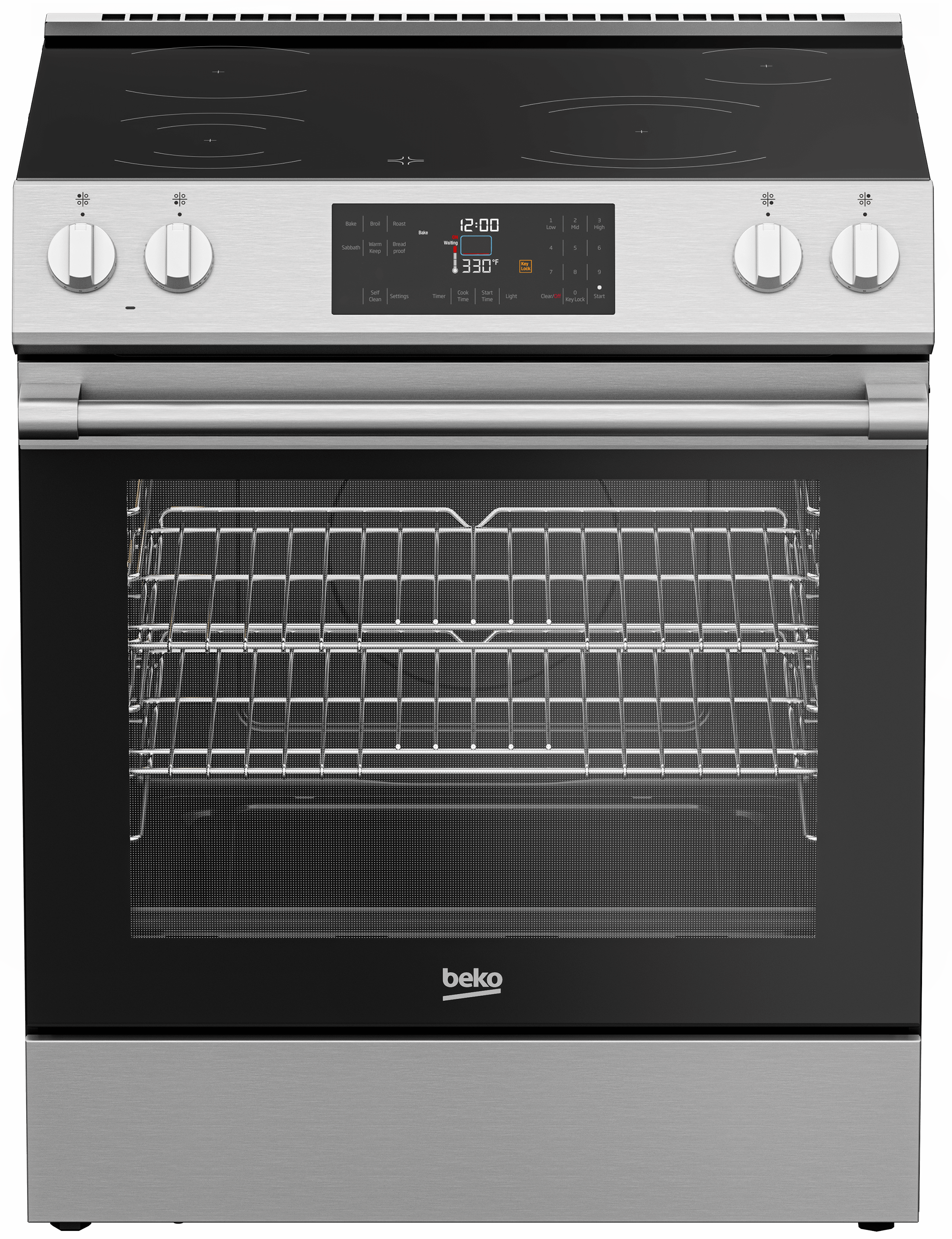 Beko SLER30423SS 30-Inch Slide-In Electric Range - Stainless Steel, Convection Oven, Self-Cleaning - Perfect for Modern Kitchens & Home Cooking