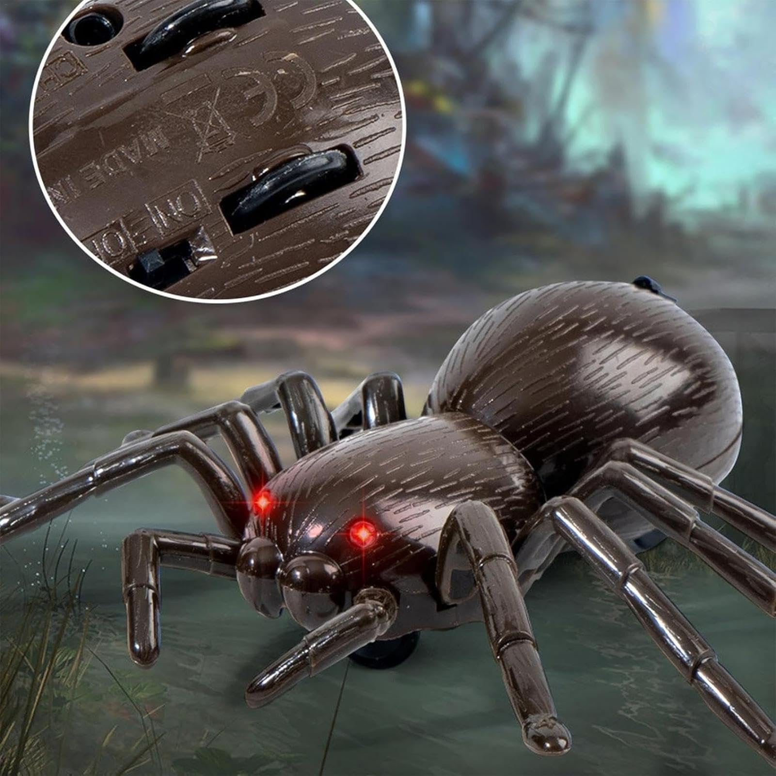Realistic Remote Control Spider Toy with Glowing LED Lights - Halloween Prank Toy for Kids, Moving Legs & Scary Effects - Perfect for Halloween Parties, Pranks, Jokes & Scary Decorations (1pc)