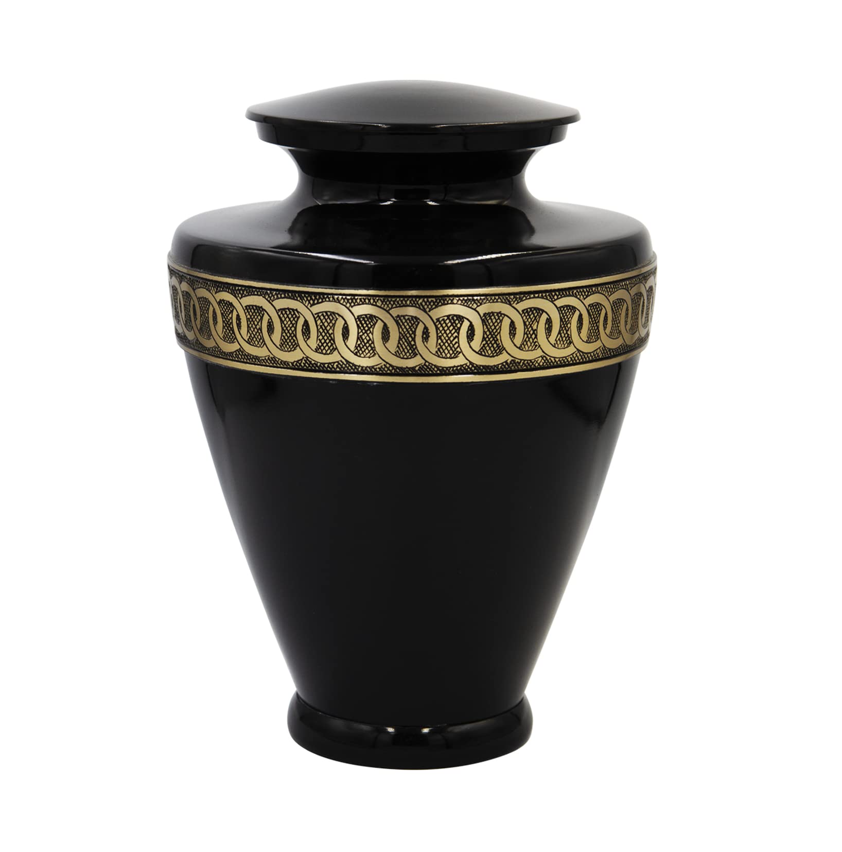 Elegant Black & Gold Solid Brass Cremation Urn for Adults - Human Ashes Urn with Velvet Bag | Perfect for Funeral Services, Memorials & Home Display