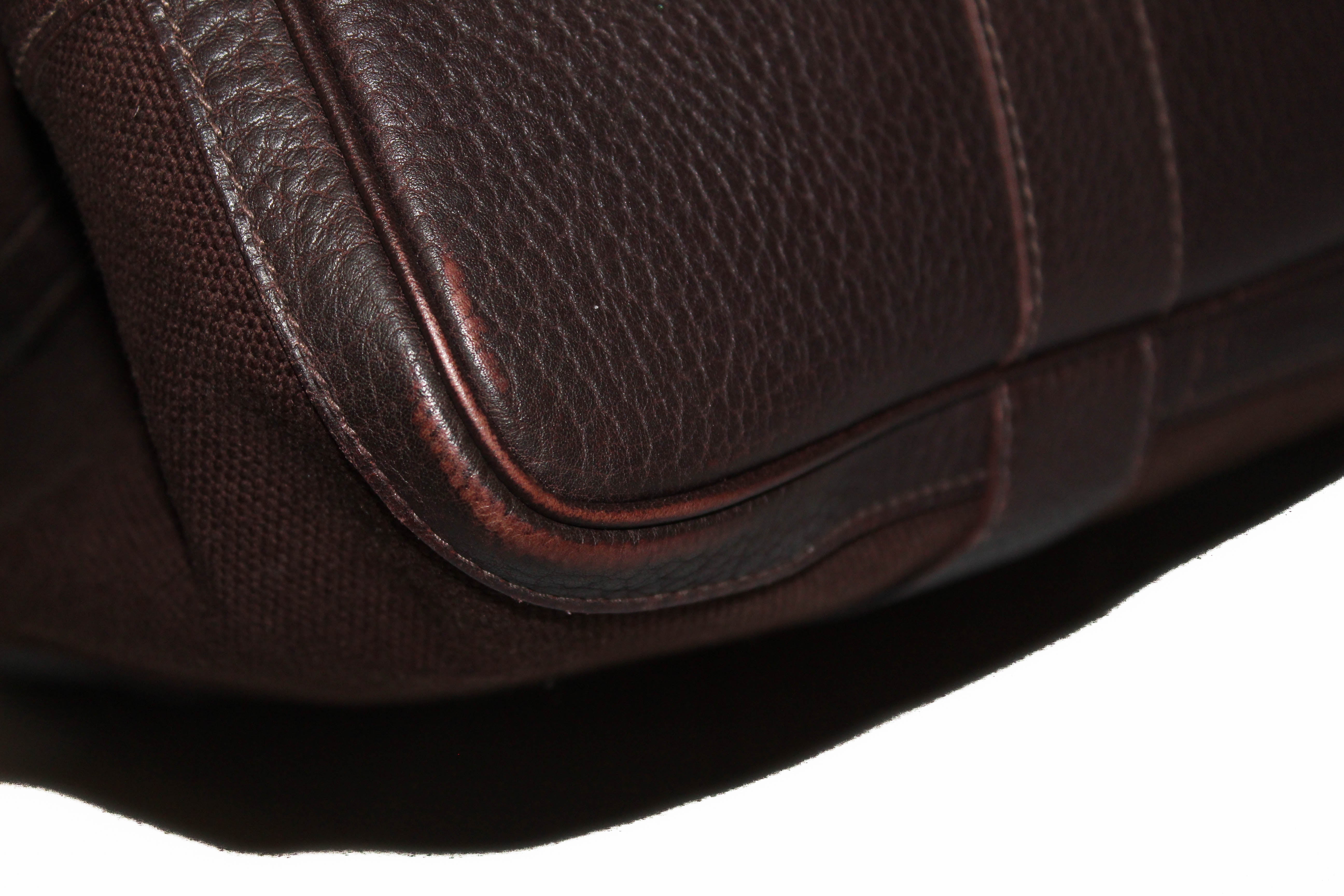 Authentic Hermes Dark Brown Canvas Ceinture MM Tote Handbag for Women - Luxury Designer Shoulder Bag for Work, Travel & Everyday Use