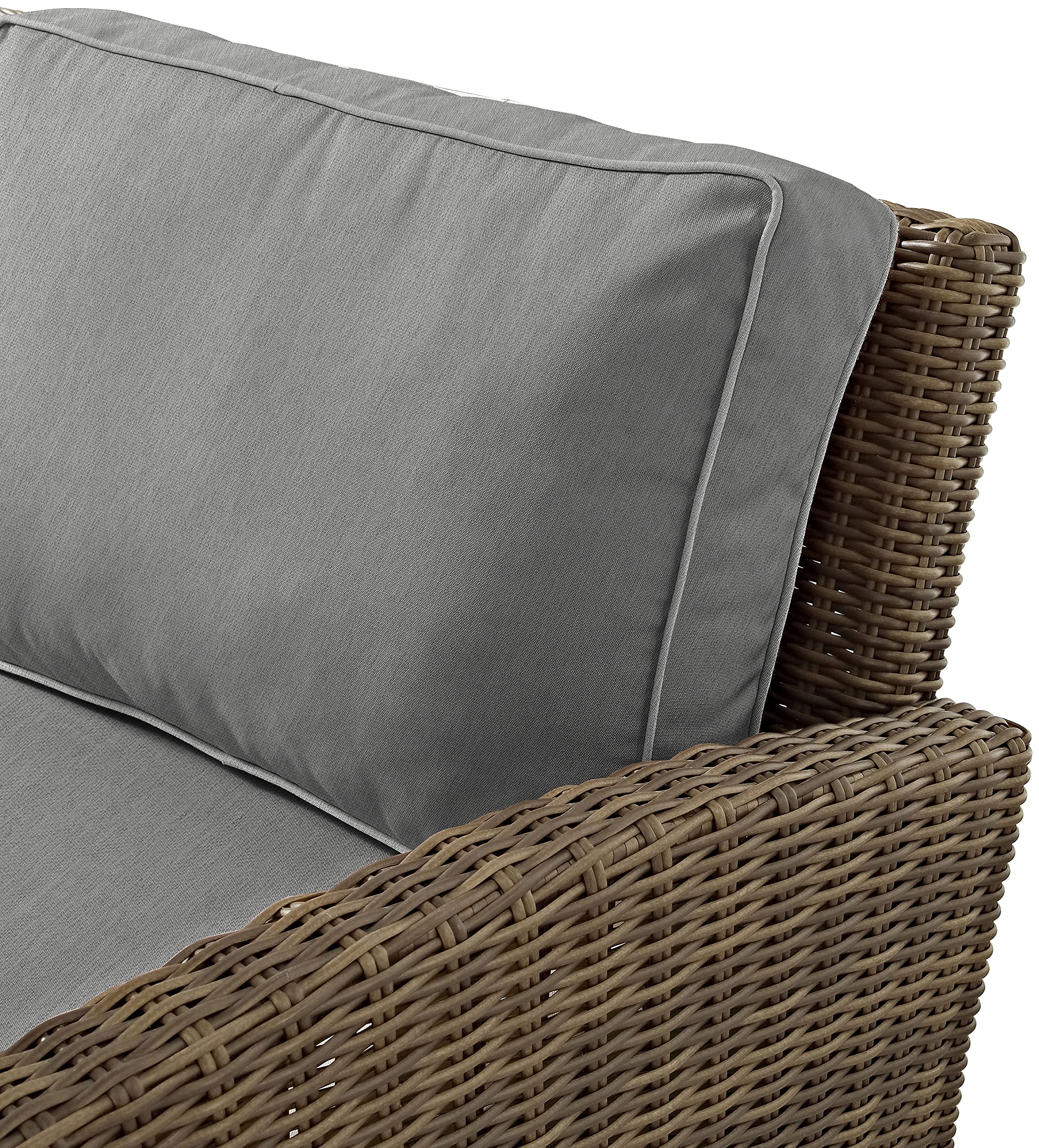 Crosley Bradenton 3-Piece Outdoor Wicker Sofa Set with Gray Cushions - Patio Furniture Conversation Set for Porch, Deck, Backyard & Garden Relaxation