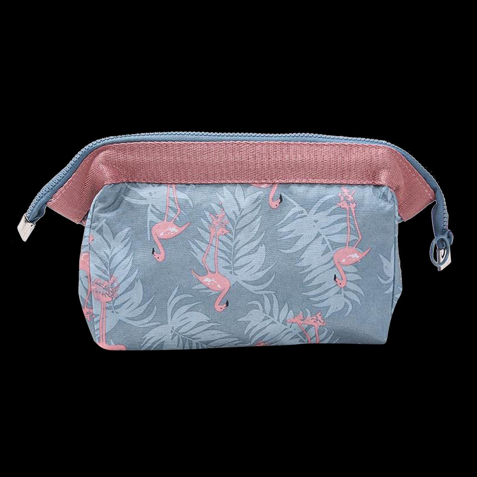 LOSA Women's Small Printed Makeup Bag - Funny Cute Cosmetic Pouch with Flamingo Design, Washable Toiletry Organizer for Travel, Gym & Daily Essentials Storage