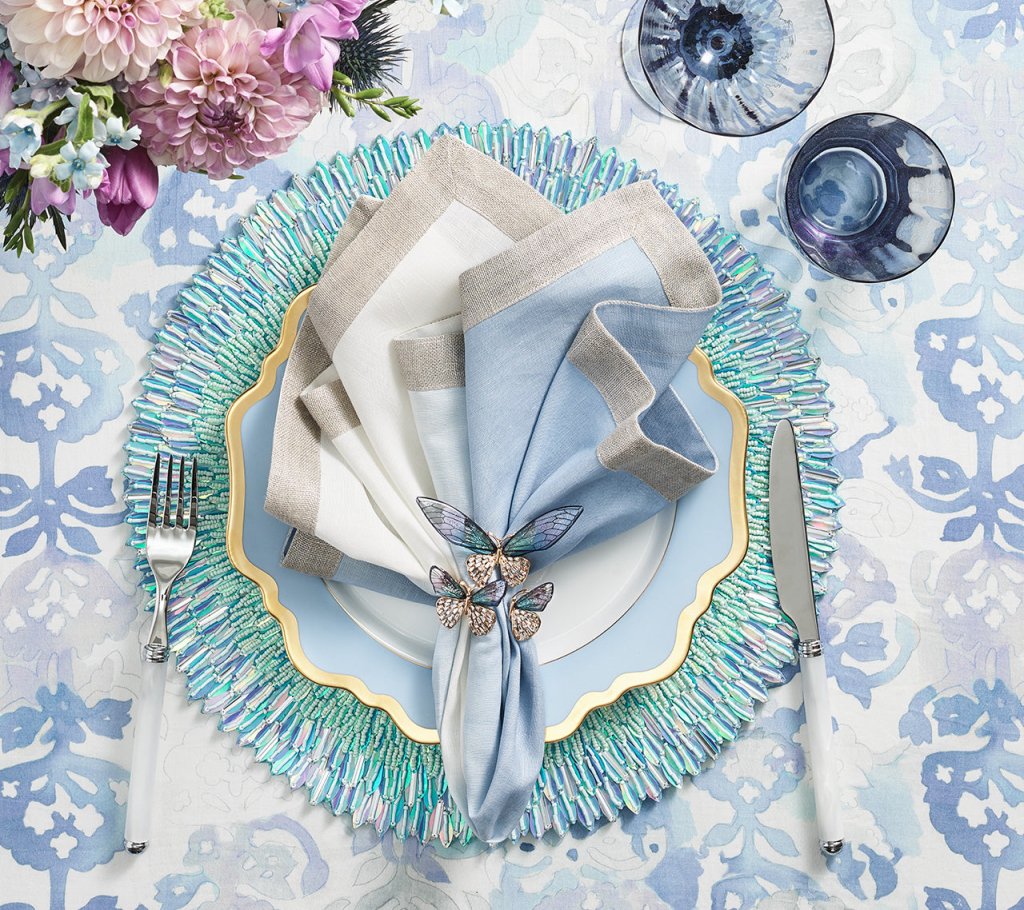 Ray Placemat Set of 2 - Waterproof & Non-Slip Table Mats in Periwinkle & Seafoam Colors - Perfect for Dining Table, Kitchen, Picnic & Home Decor