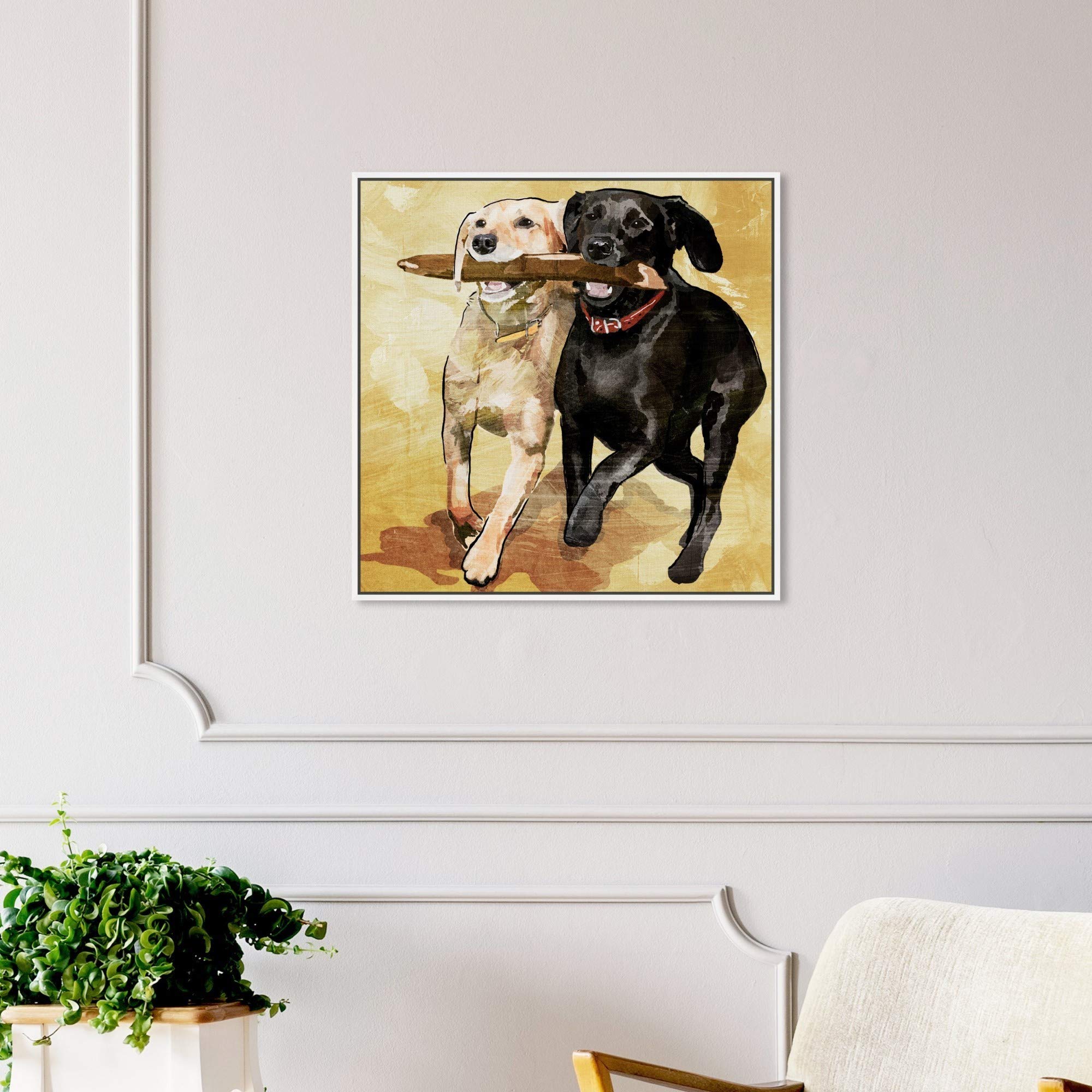 Playtime Dogs and Puppies Framed Wall Art Canvas Prints - Perfect for Living Room, Bedroom & Nursery Decor