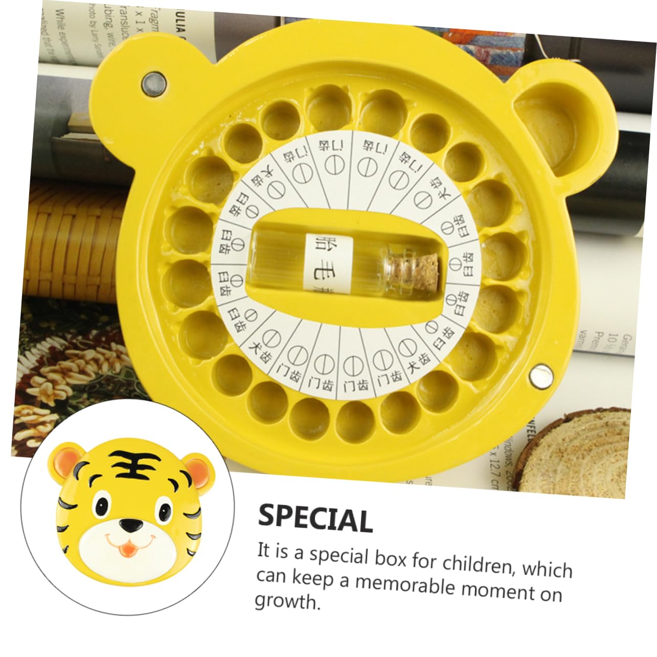 Cute Baby Tooth Keepsake Box with Tiger Pattern - Newborn Hair Storage Organizer for Baby Shower Gifts | Perfect for First Tooth, Hair Lockets & Milestone Memories