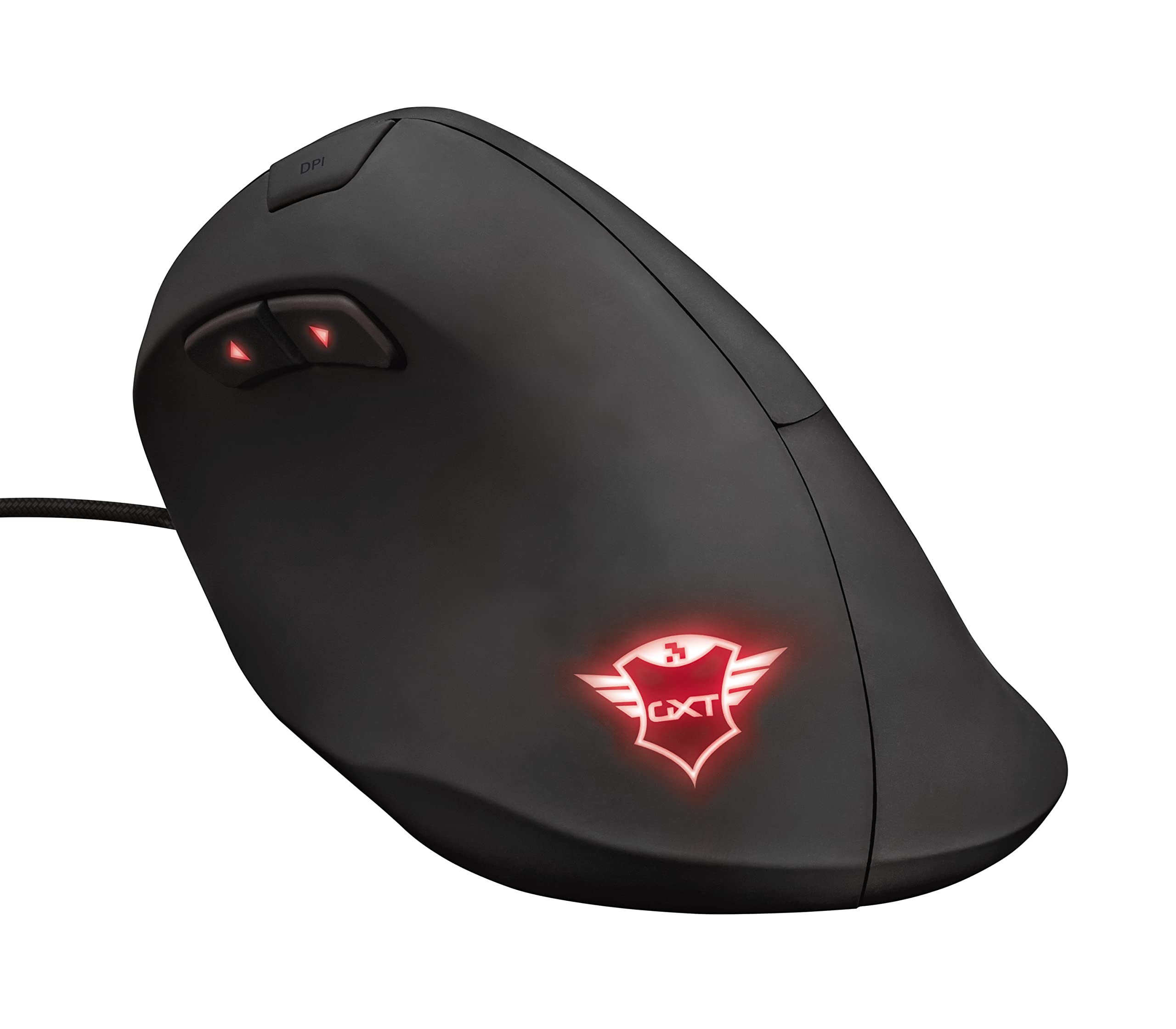 Trust GXT 144 Rexx Ergonomic Vertical Gaming Mouse - 10000 DPI Adjustable, 6 Programmable Buttons, RGB Lighting, Software Control for PC/Mac - Perfect for FPS, MMO Gaming & Office Work (Black)
