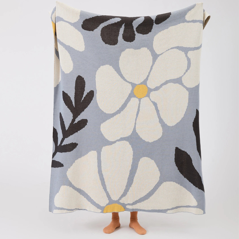 Blossom Meadow Woven Throw Blanket - Soft Cozy Knit Blanket for Couch, Bed & Sofa - Perfect for Home Decor, Gift & Winter Warmth
