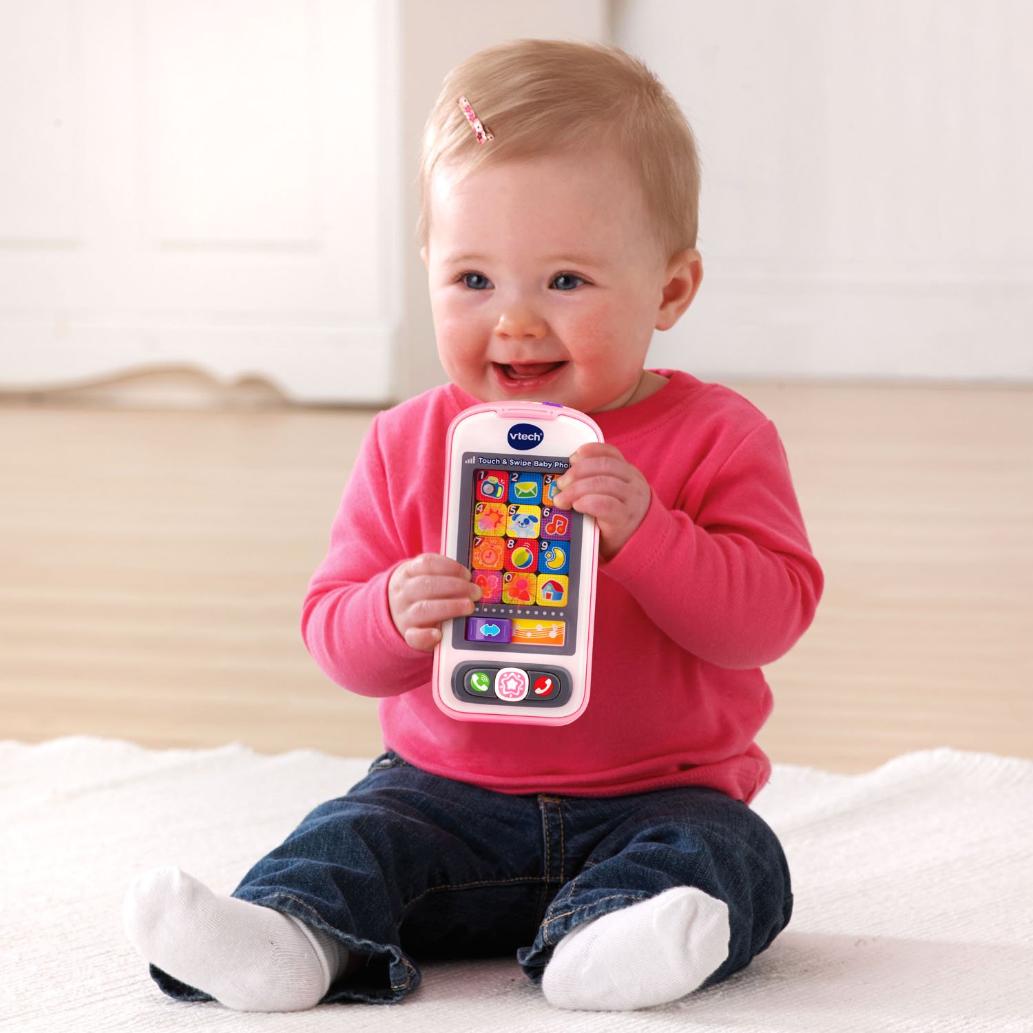 VTech Touch and Swipe Baby Phone - Interactive Learning Toy for Toddlers 1-3 Years, Pink | Pretend Play, Early Education & Sensory Development Gift for Boys & Girls