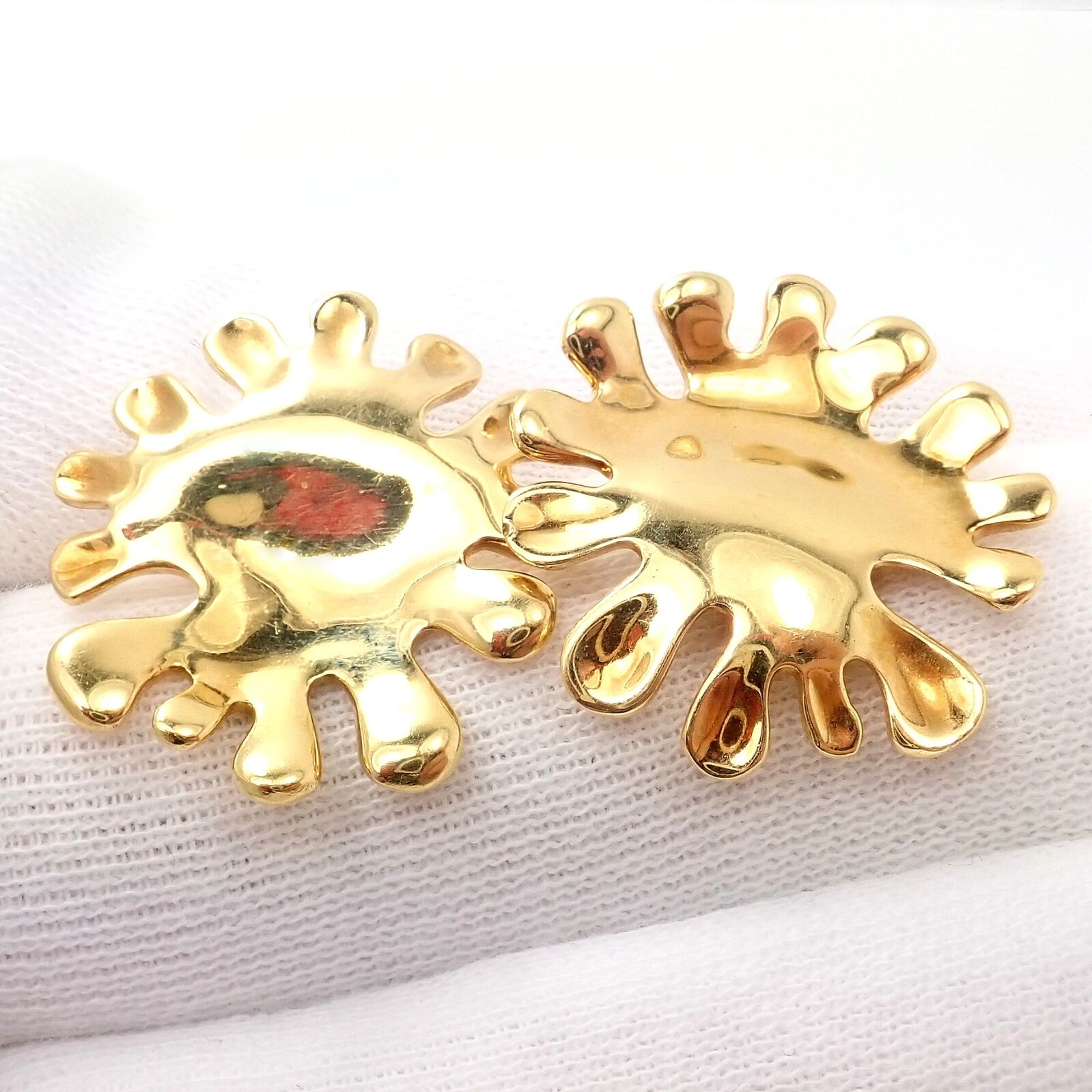Authentic Tiffany & Co Cummings 18k Yellow Gold Nickelodeon Abstract Earrings - Luxury Jewelry for Women, Perfect Gift for Anniversary & Special Occasions