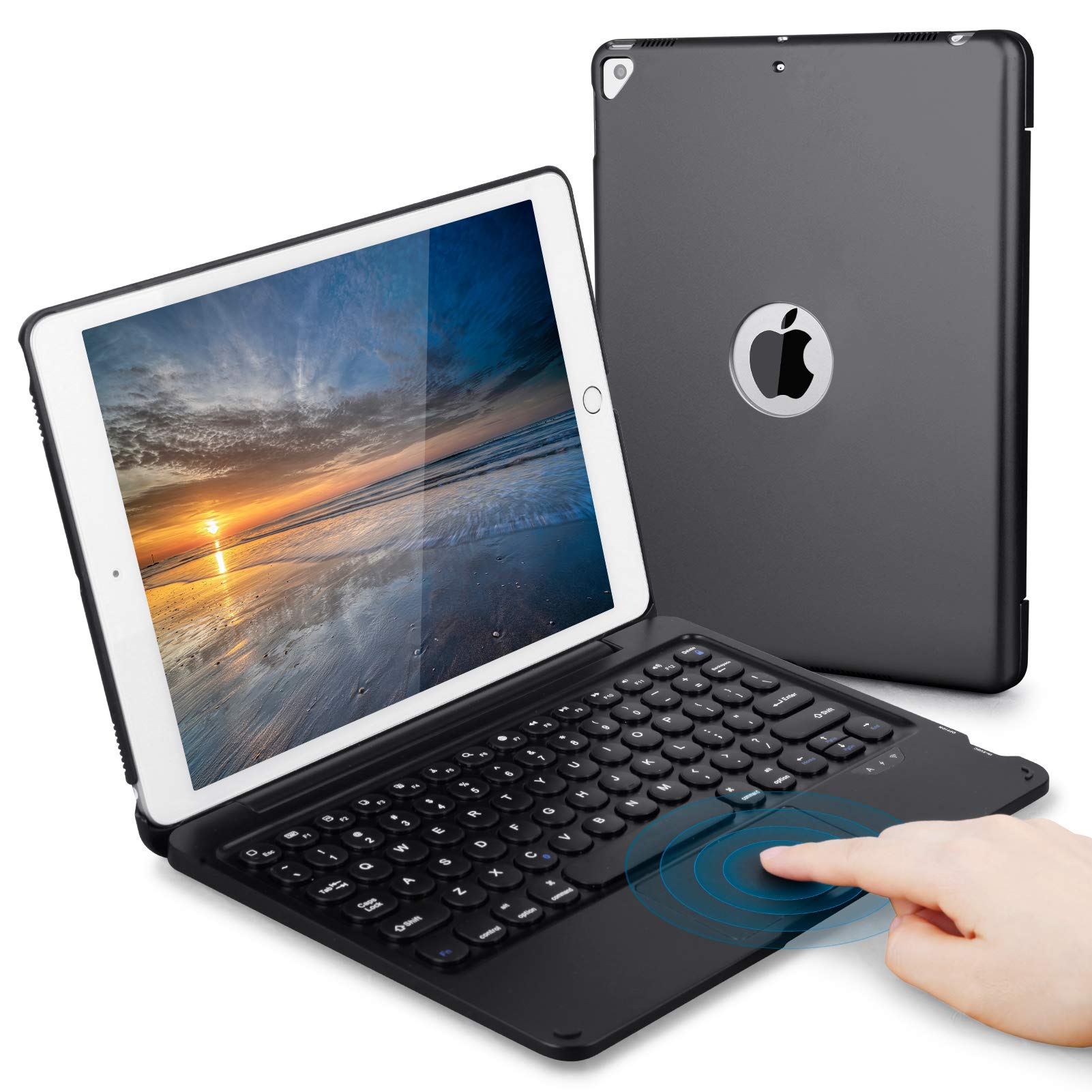 Premium Wireless Bluetooth Keyboard Case with Touchpad - Compatible with iPad 9th/8th/7th Gen, iPad Air 3rd & iPad Pro 10.5