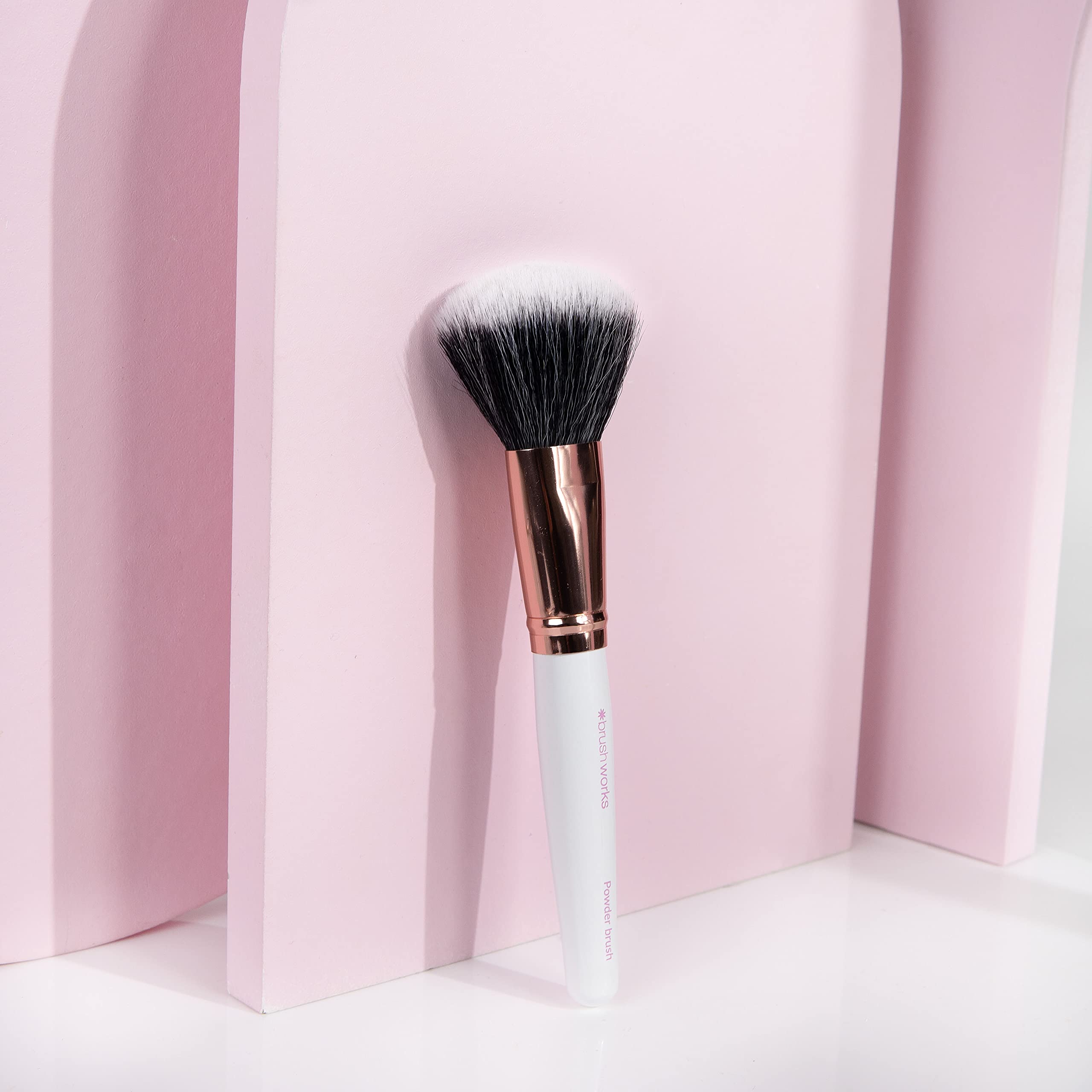 Premium Powder Brush - Soft & Fluffy Makeup Brush for Face, Cheeks & Contouring | Pink & Gold Handle | Ideal for Loose & Pressed Powder, Foundation & Blending (Perfect for Travel & Professional Makeup Kits)