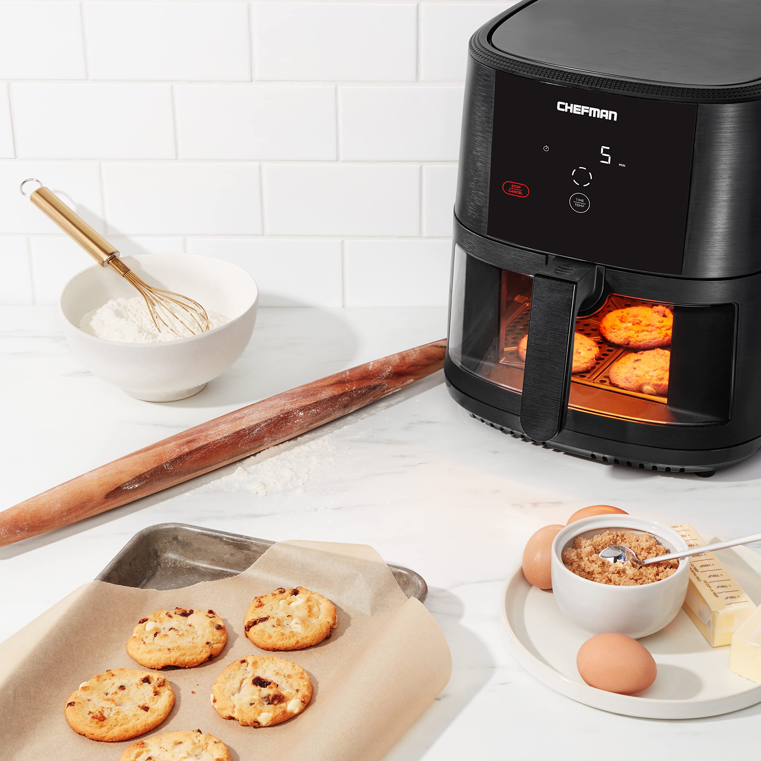Chefman TurboTouch Easy View Air Fryer - 8 Quart Oil-Free Healthy Cooking with Clear Window for Crispy Low-Calorie Meals | Perfect for Family Dinners, Meal Prep & Healthy Snacks