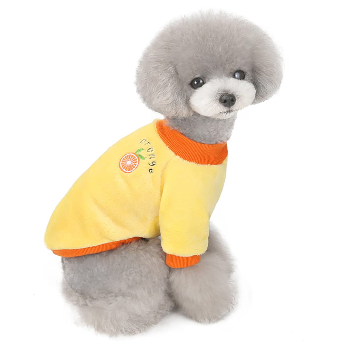 Warm Fleece Dog Sweater - Winter Coat for Small & Medium Dogs & Cats - Cozy Fruit Pajamas - Yellow XXL - Perfect for Cold Weather & Indoor Comfort