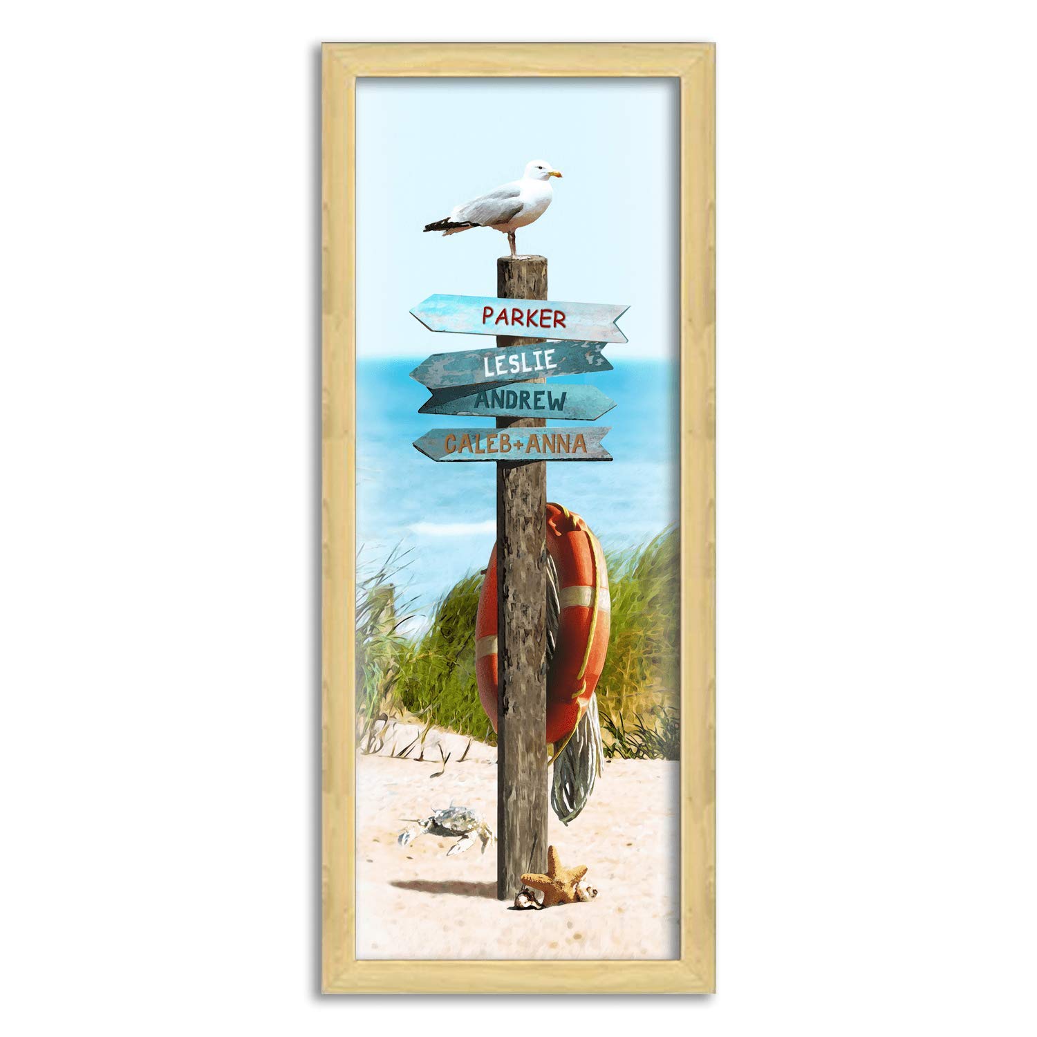 Personalized Trail Name Sign - Custom Framed Canvas Wall Art (13.5x32.5 Inches) - Perfect for Beach House Decor, Cabin, RV & Outdoor Enthusiast Gifts