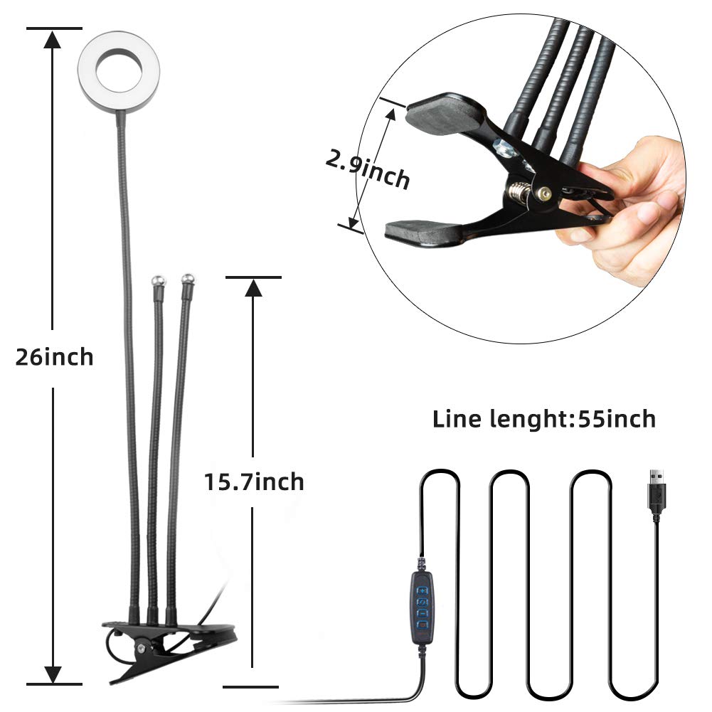 2023 Upgraded Webcam Light Stand with Ring Light & Phone Holder - Adjustable LED Desk Light for Live Streaming, YouTube Videos, Zoom Calls, Makeup & Gaming - Compatible with Computer, Laptop & Smartphone