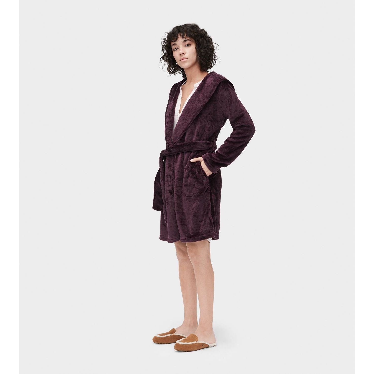 UGG Women's Miranda Fleece Robe in Port - Soft Plush Fleece Bathrobe for Women, Cozy Loungewear for Relaxing at Home, Spa Days & Winter Comfort
