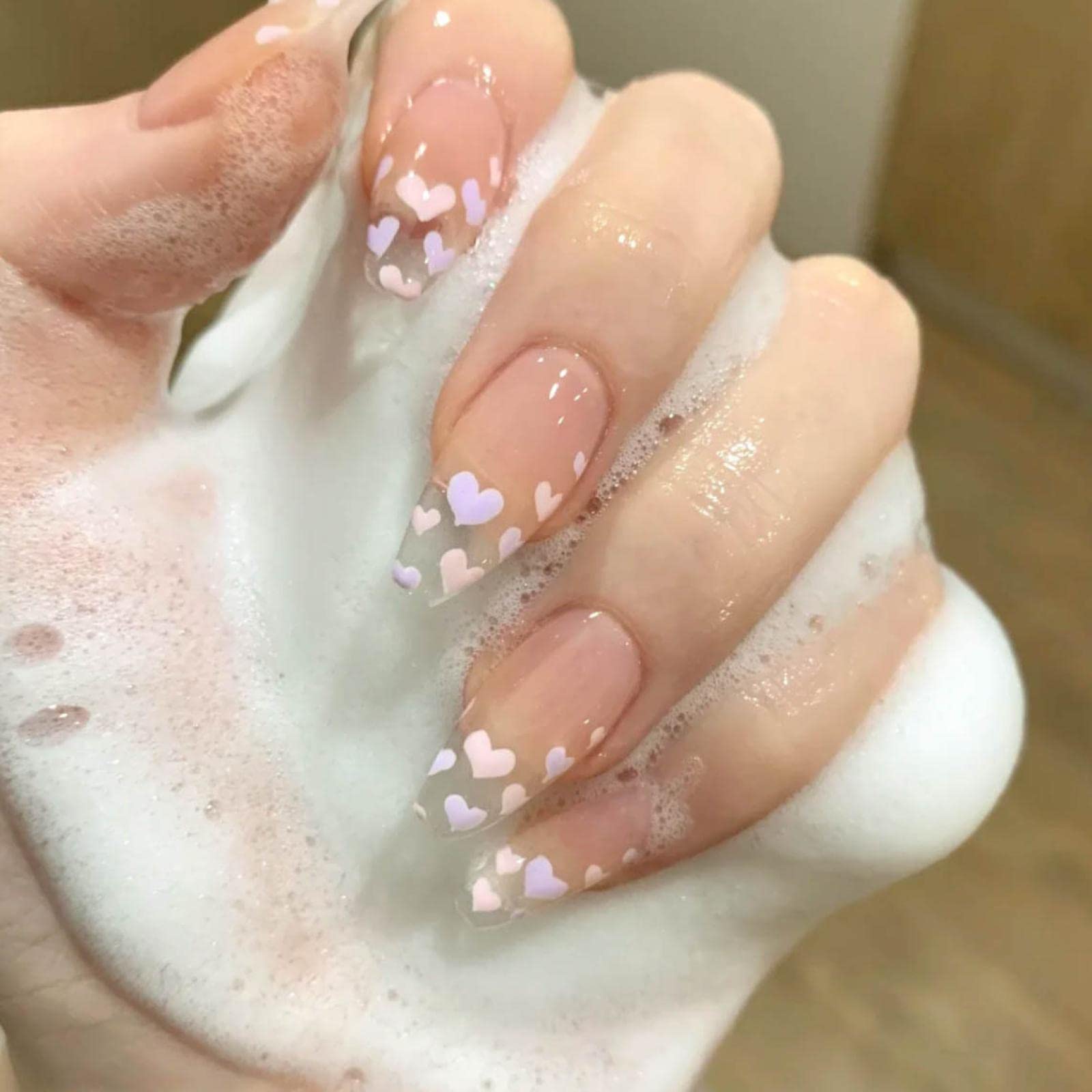 Cute Ballet Coffin Fake Nails - Detachable Press on Nails for Women, French Tip Nail Art, Wearable Nail Patches for Parties, Weddings & Special Occasions