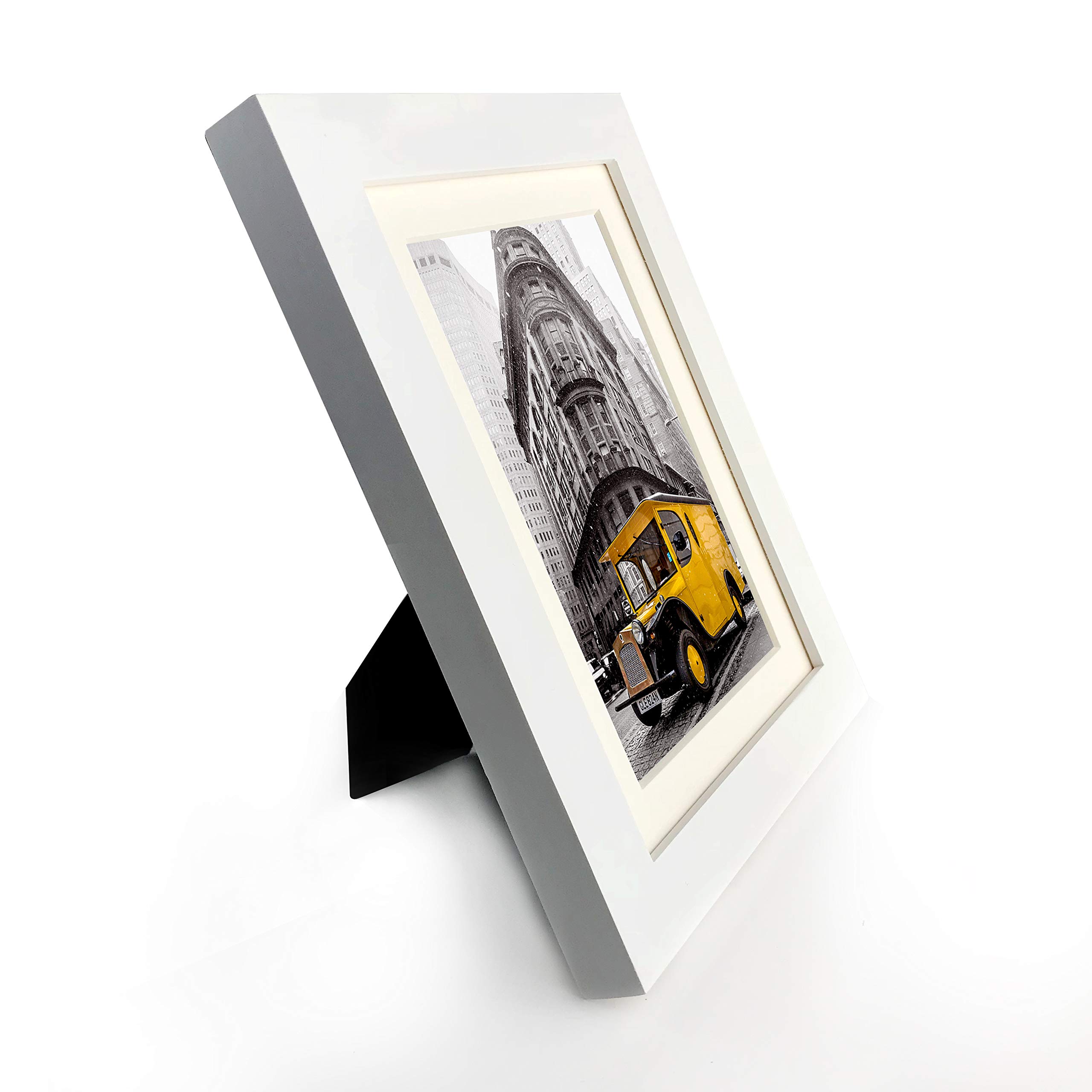 Premium Solid Wood Picture Frame with 2MM Tempered Glass - 5x7 Inches with 4x6 Opening - Pack of 6 - White - Wall Mount Hangers for Horizontal & Vertical Display - Perfect for Family Photos, Wedding Pictures & Home Decor