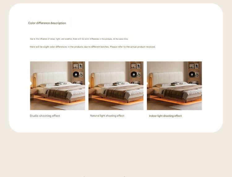 Solid Oak Wood Modern Minimalist Soft Leaning Bed Frame - Queen Size Platform Bed for Bedroom, Guest Room & Small Spaces