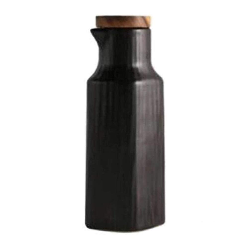 Premium Handcrafted Ceramic Olive Oil & Vinegar Dispenser Bottle - 400ML Leak-Proof Oil Storage Cruet Set for Kitchen & Dining (Black) - Perfect for Salad Dressing, Cooking & Gourmet Meal Preparation