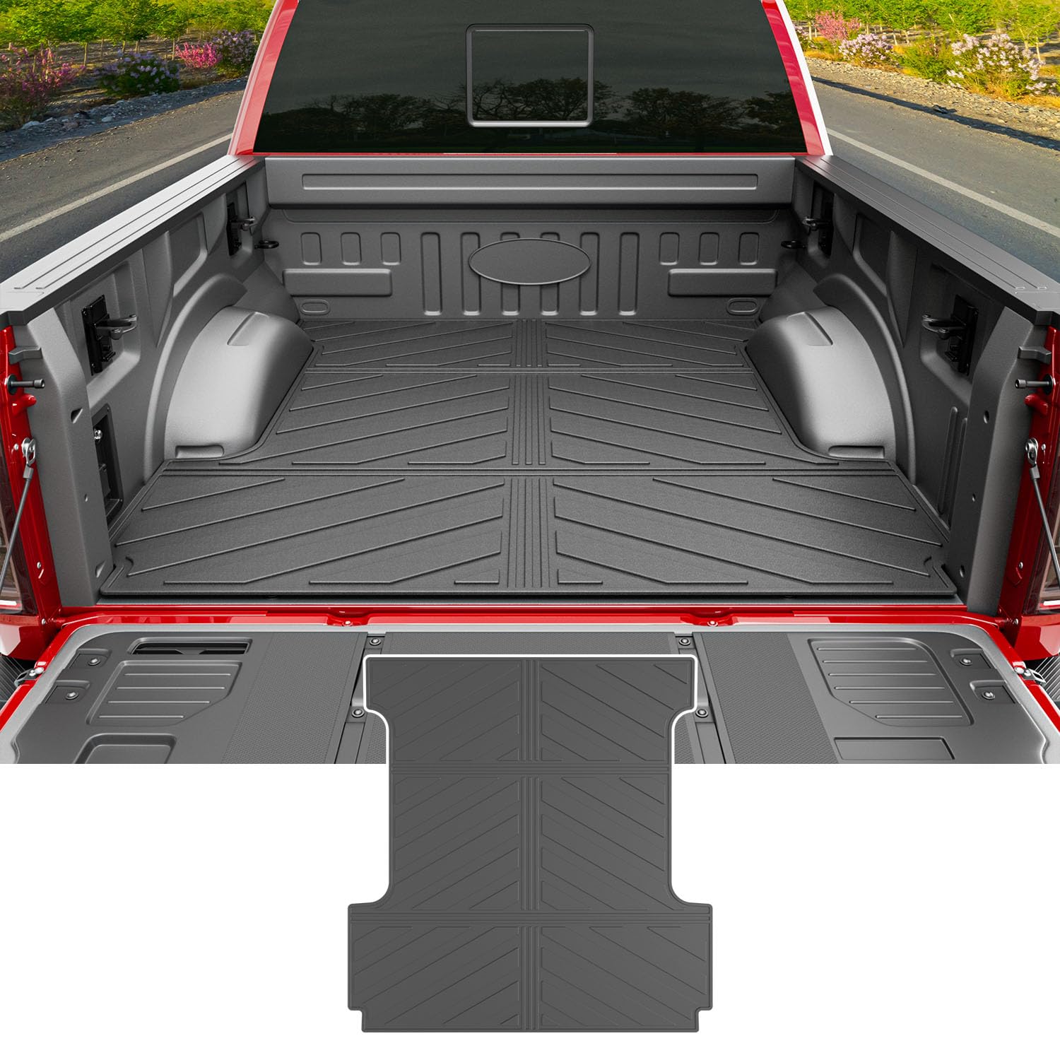 5.5FT TPE Truck Bed Liner Mat for 2015-2025 Ford F150 | Waterproof, Durable & Anti-Slip | Perfect for Hauling, Camping & Outdoor Adventures | Replacement Bed Mat Accessories (3-Fold Design)