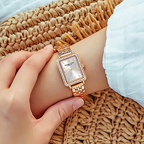 VICTORIA HYDE Women's Watch - Green Mother of Pearl Dial, Genuine Leather Strap, Classic Rectangular Case | Elegant Ladies Wristwatch for Office, Party & Everyday Wear