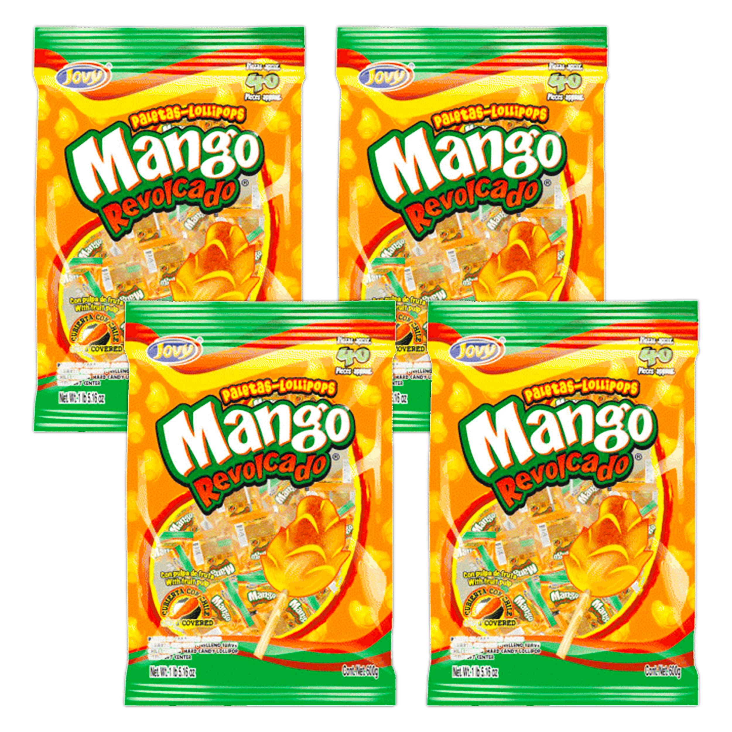 Spicy Mango Chili Lollipops with Soft Candy Center - 40 Count (4 Bags) - Sweet & Tangy Mexican Candy for Parties, Gifts & Snacking