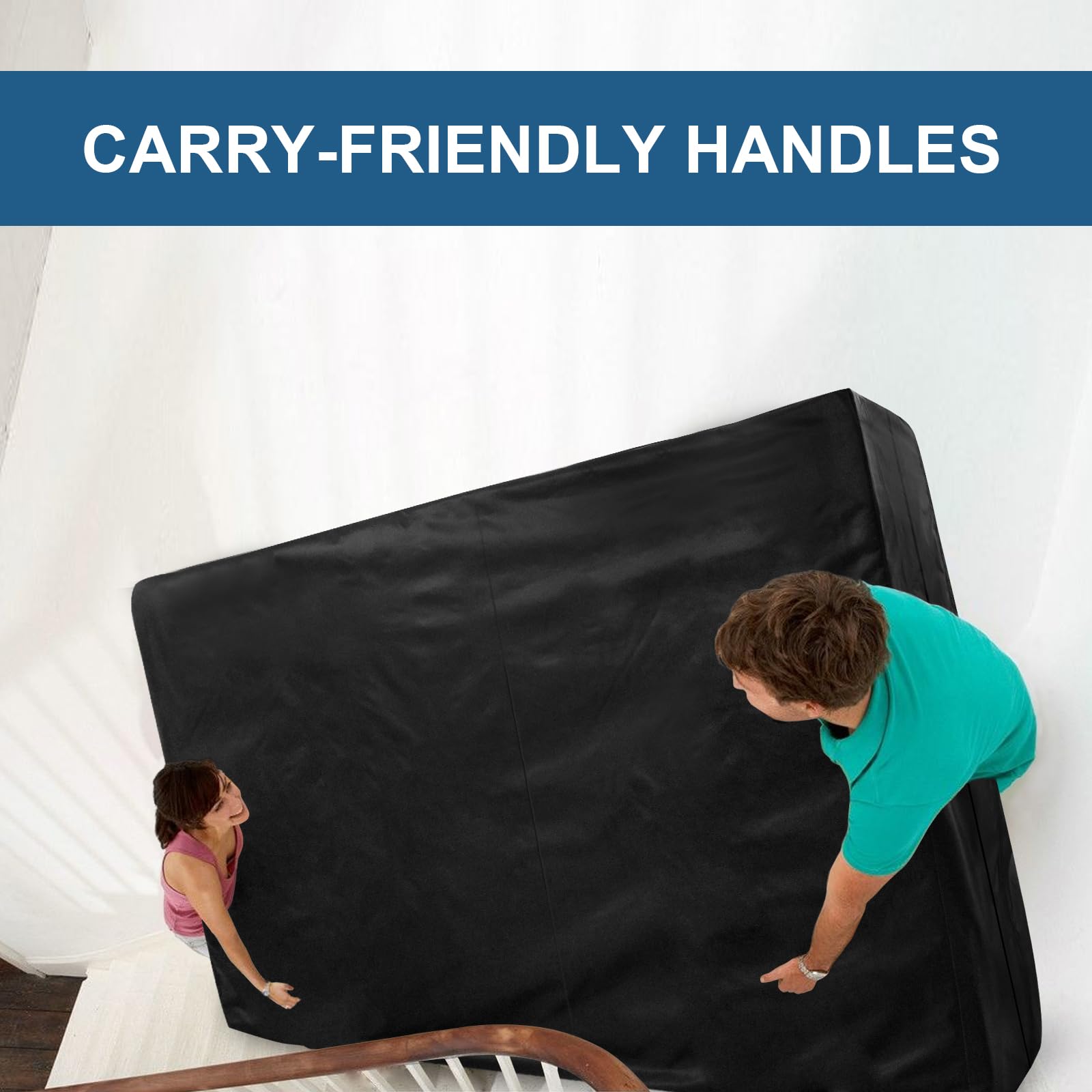 Heavy Duty Twin XL Mattress Bag - Waterproof Cover with Handles for Moving & Storage, Black - Perfect for Home Relocation & Long-Term Storage