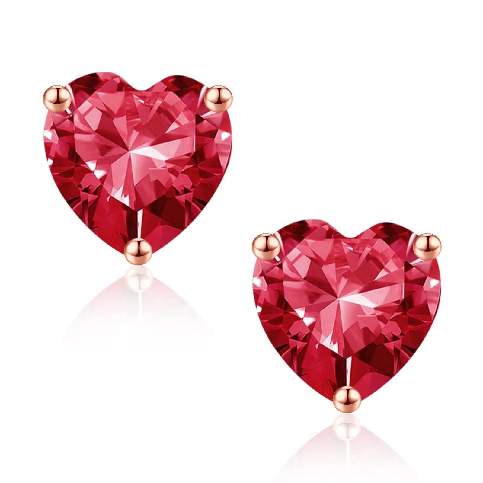 925 Sterling Silver Heart Birthstone Stud Earrings for Women & Teen Girls - Mother's Day, Birthday, Anniversary & Valentine's Day Jewelry Gifts - Perfect for Everyday Wear, Date Nights & Special Occasions