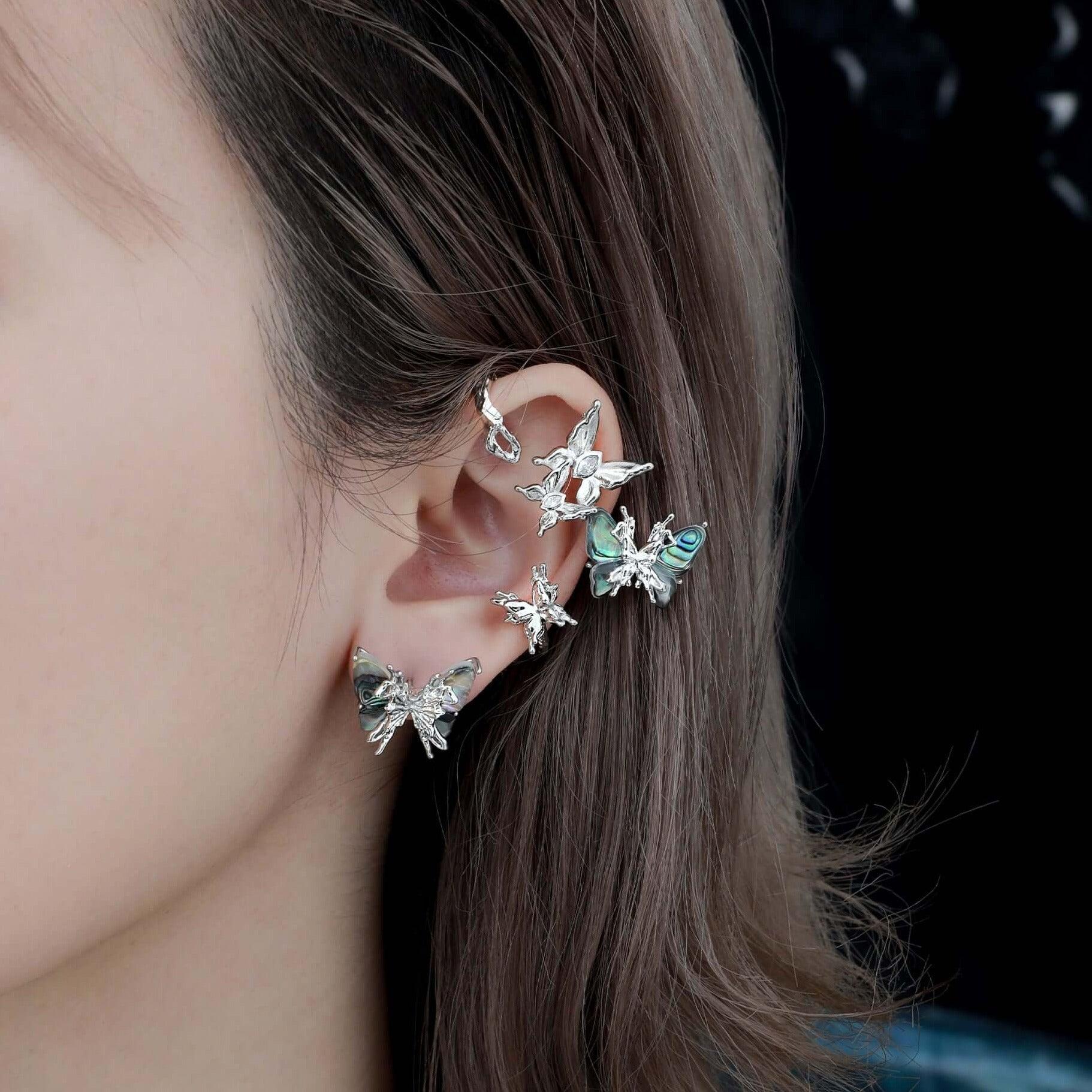 18K Gold Plated Butterfly Hook Earrings with Abalone Shell - Elegant Dangle Earrings for Women, Perfect for Parties, Weddings & Special Occasions