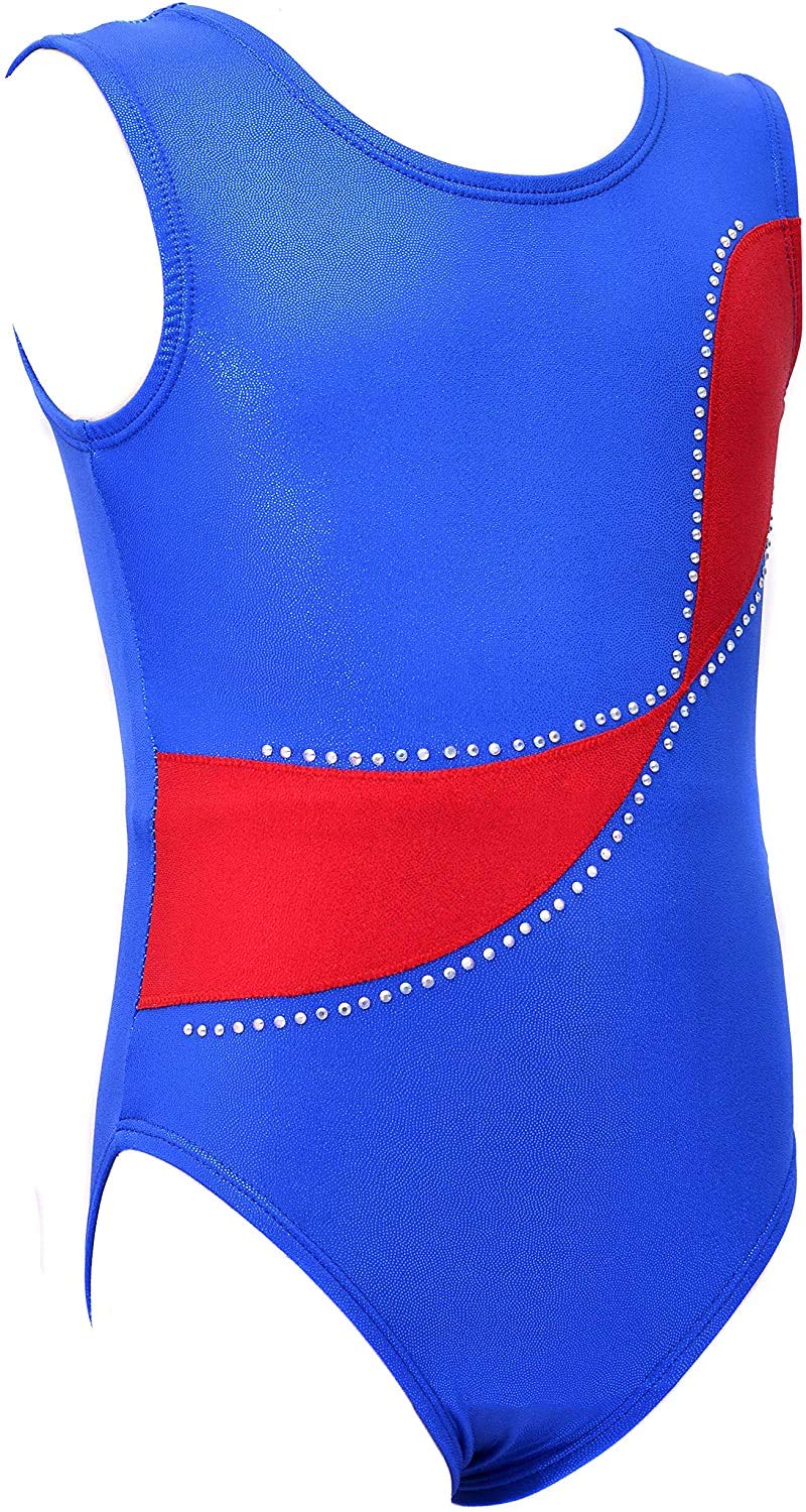 Dancina Girls Gymnastics Tank Top Leotard Dancewear 8 Red Swoosh - Perfect for Ballet, Cheerleading & Performance