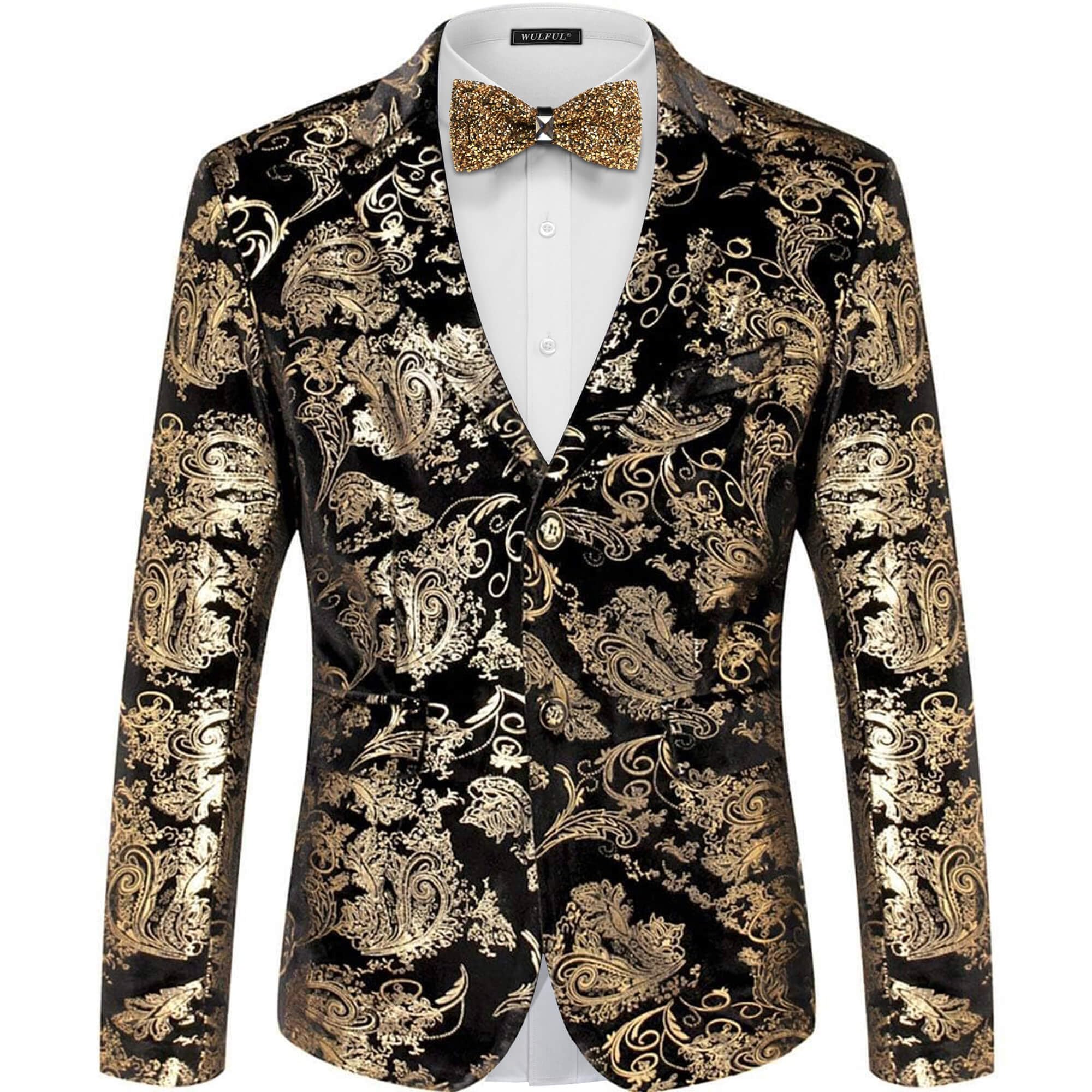 WULFUL Men's Floral Slim Fit Blazer Jacket - Stylish Formal Wear for Dinner Party, Prom, Wedding & Office | Tuxedo Suit Jacket for Men