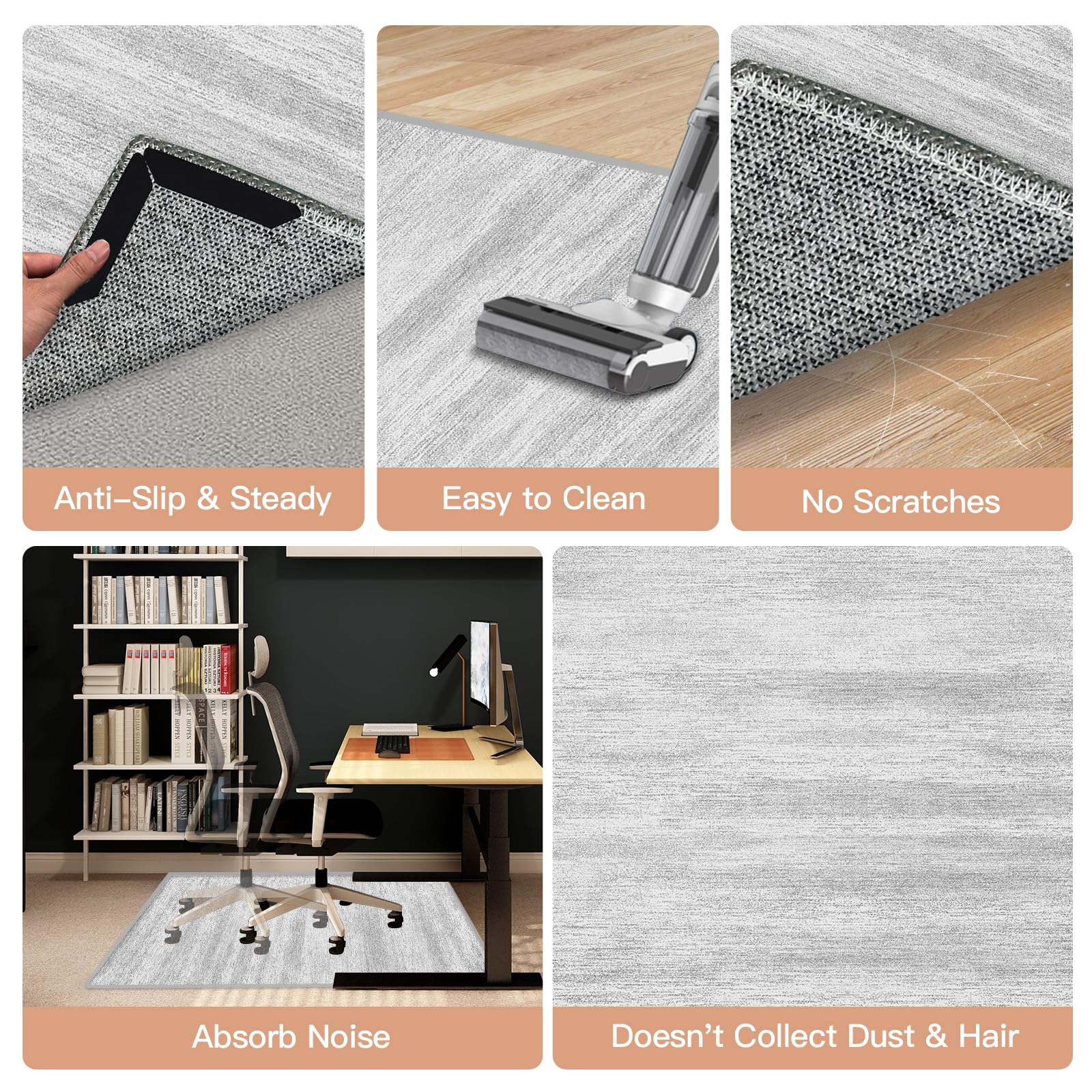 Premium Non-Slip Office Chair Mat for Hardwood Floors - Thick Protective Desk Chair Mat for Hardwood & Low-Pile Carpets - Easy Clean Computer Floor Protector for Rolling Chairs - Perfect for Home Office, Gaming & Workspace Use