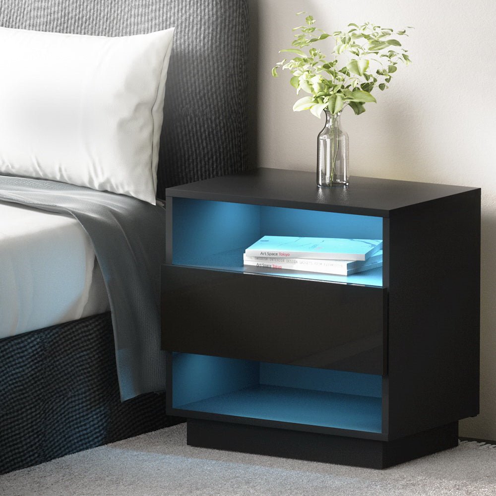 Hana LED Bedside Table Lamp - Modern Touch Control Night Light with Adjustable Brightness, USB Charging Port, Black - Perfect for Bedrooms, Dorms, and Small Spaces