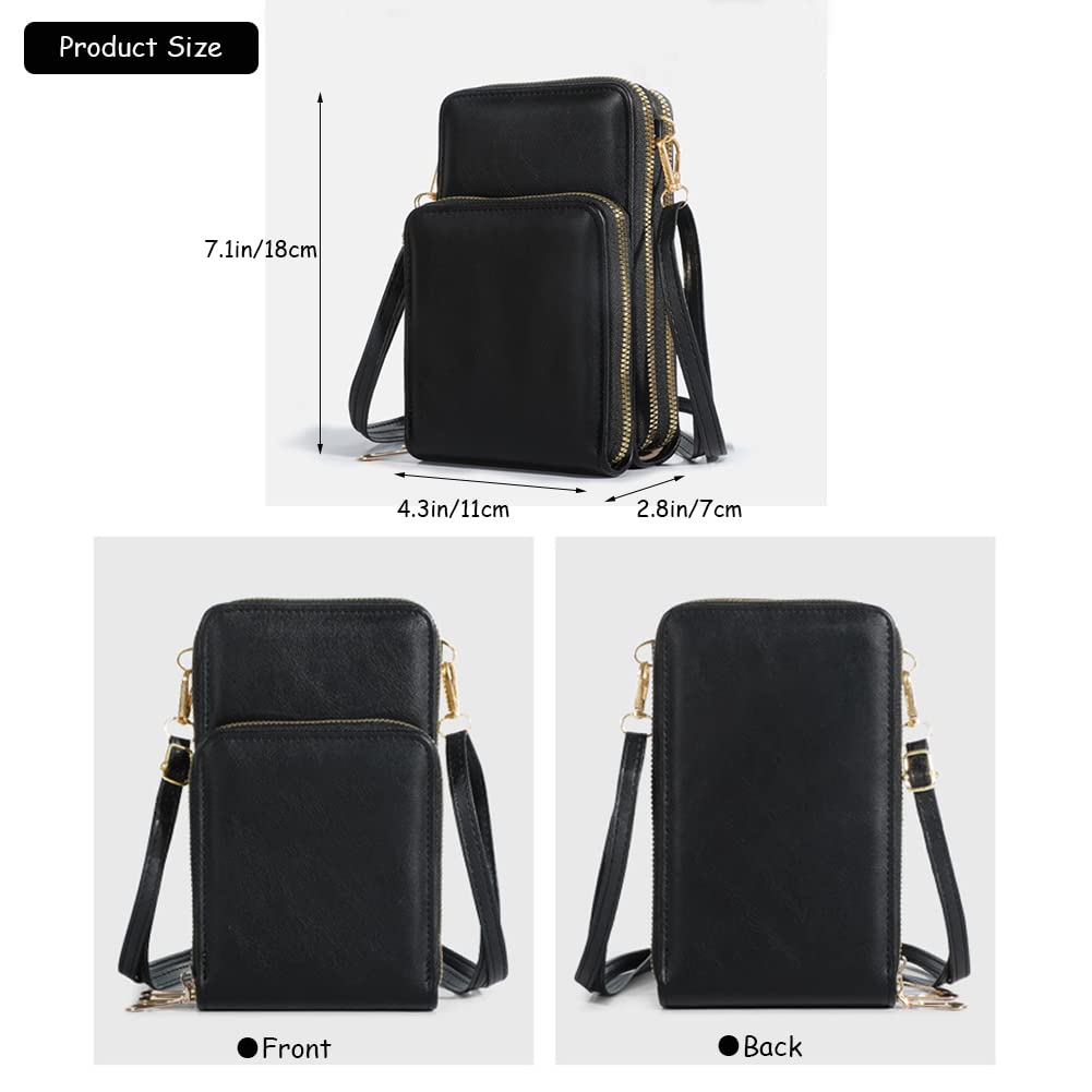 Stylish Leather Crossbody Phone Purse for Women - Multi-Pocket Wallet Bag with Credit Card Slots | Perfect for Travel, Shopping & Everyday Use