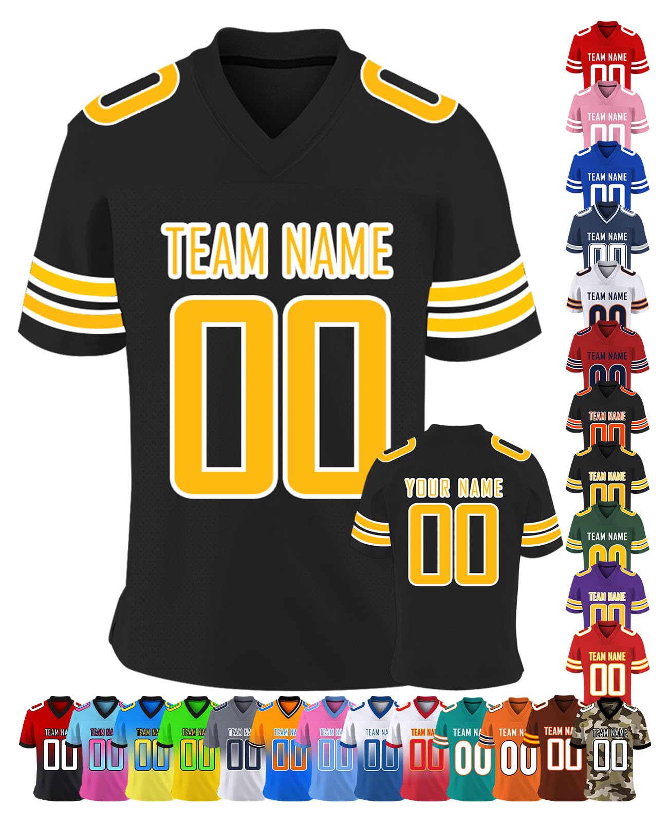 Custom Football Jerseys Personalized for Men, Women, Youth & Kids - Add Name & Team Number - Breathable Sports Uniform for Fans & Players - Perfect for Games, Training & Fan Gifts
