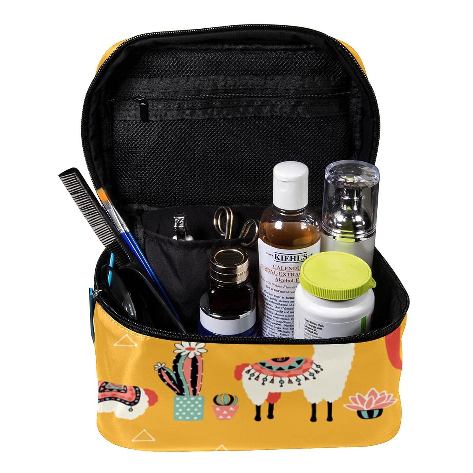 Stylish Large Llama Cactus Cosmetic Bag - Waterproof Travel Makeup Case with Zipper, Perfect Toiletry Organizer for Women & Girls | Great for Vacation, Gym, Beach Trips & Daily Use