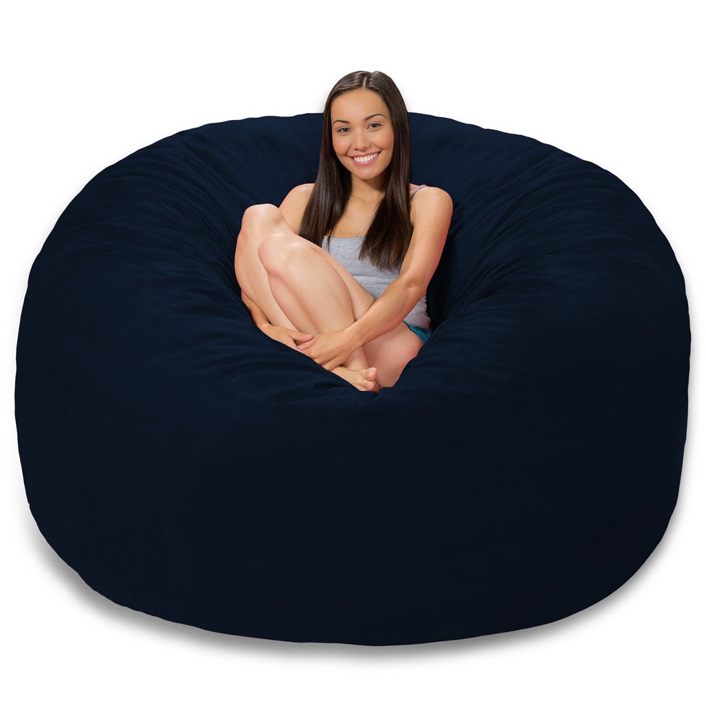 Comfy Sacks Memory Foam Bean Bag Chair - Navy Blue Microsuede Oversized Lounger for Adults & Teens | Perfect for Gaming, Movie Nights & Dorm Rooms