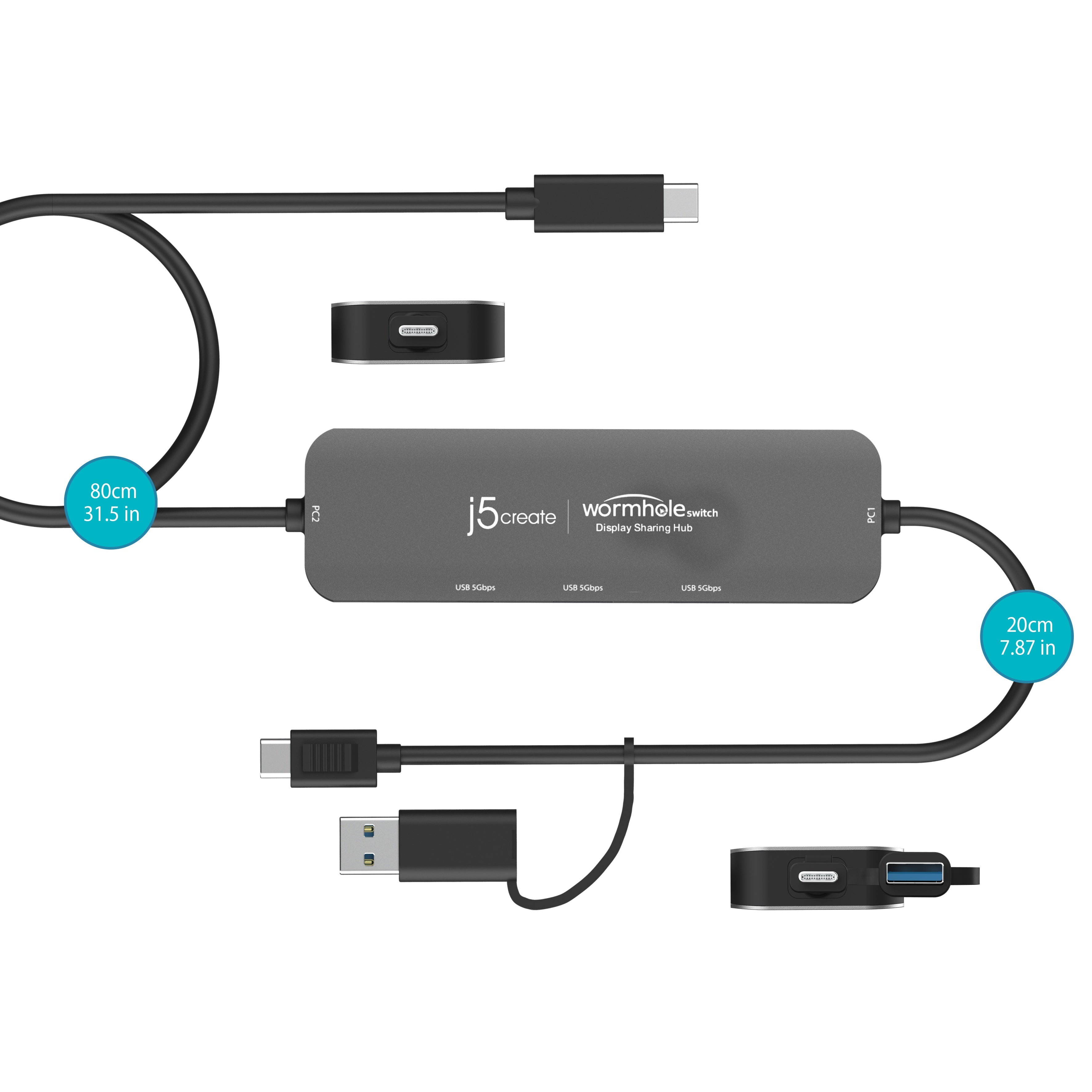 Wormhole Switch™ 4K HDMI Display Sharing Hub - Multi-Screen Adapter for Laptop, PC, Mac - Perfect for Home Office, Gaming & Conference Presentations