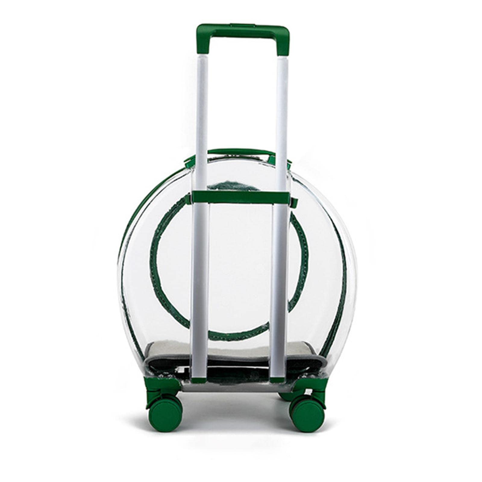 Enakshi Clear Rolling Pet Carrier for Cats & Dogs - Travel Tote with Wheels, Hiking Trolley Case in Green | Portable Pet Supplies for Airplane, Car, Vet Visits & Outdoor Adventures